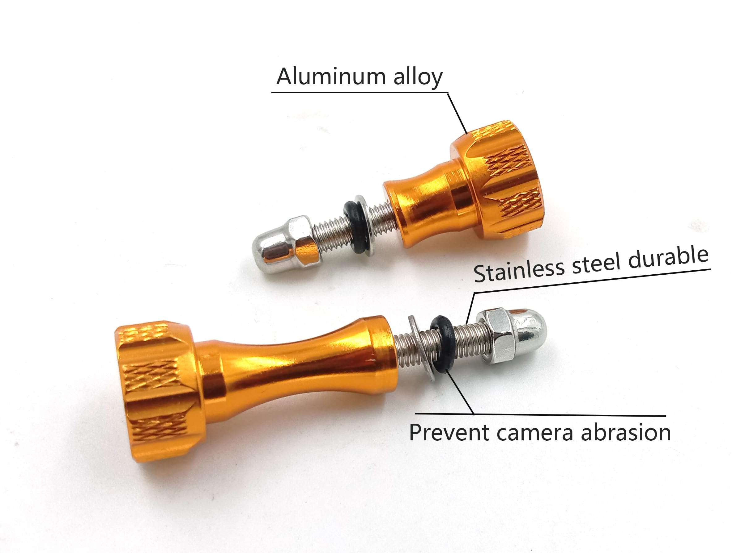 KUDASN Aluminum Alloy Thumbscrew Tripod/Monopod Mount with Aluminum Thumbscrew for Hero 12, 11, 10, 9, 8, 7, 6, 5, 4, 3+, 3, 2, 1 HD,DJI, AKASO Campark and Other Action Cameras (Golden) 6