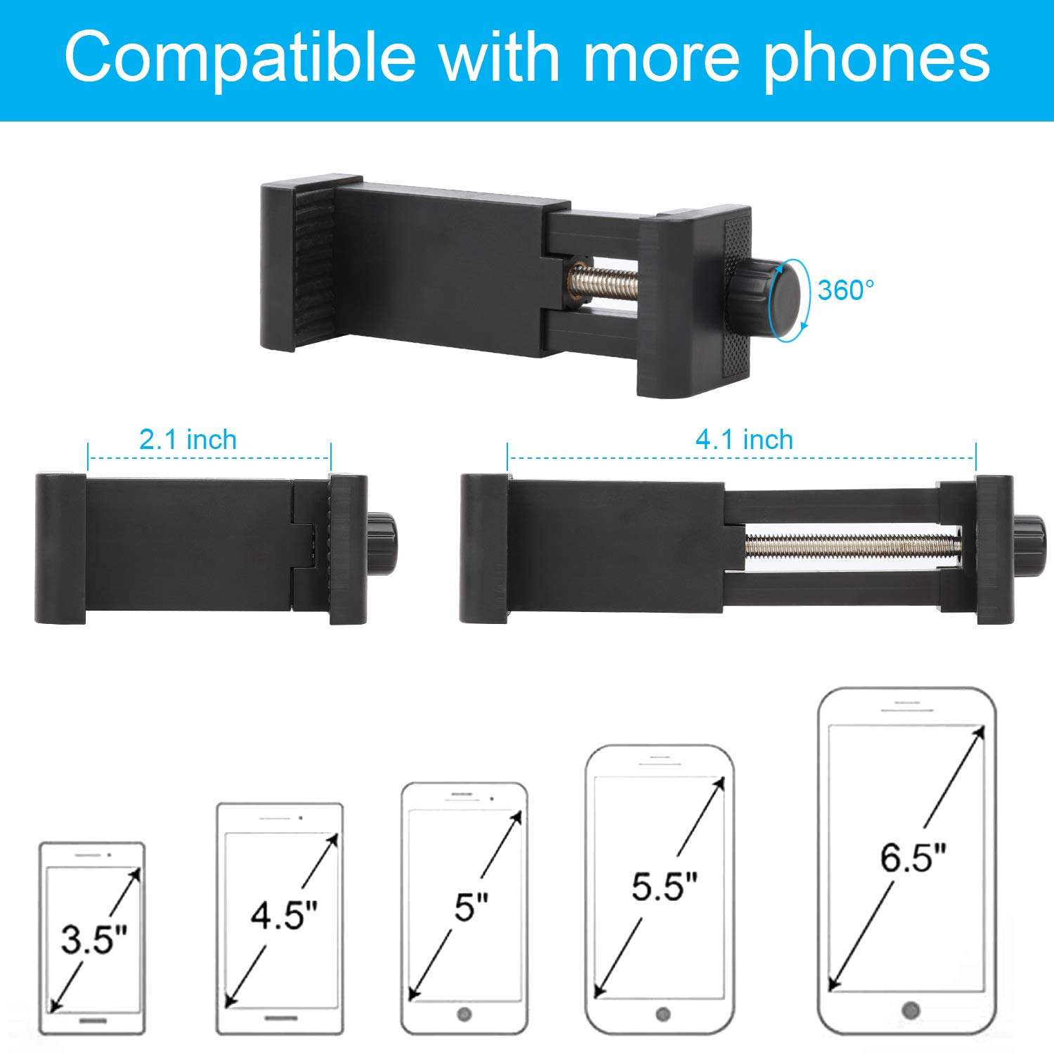 iTODOS Portable Flexible Cell Phone Holder Stand for Treadmill, Spin Bike, Bed, Car, Kitchen, Desk, Grocery Shopping Cart,Compatible with iPhone, Android, GoPro, DSLR, Action Camera(Black) 4