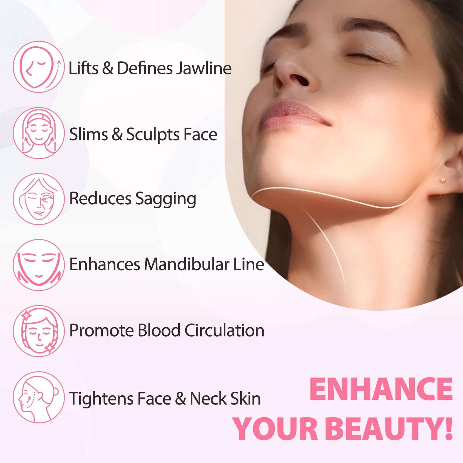 Reusable V Line Lifting Mask Facial Slimming Strap, Facial Bandage Firms Sagging Skin, Double Chin Reducer, Face Lift Prevent Sagging. 4