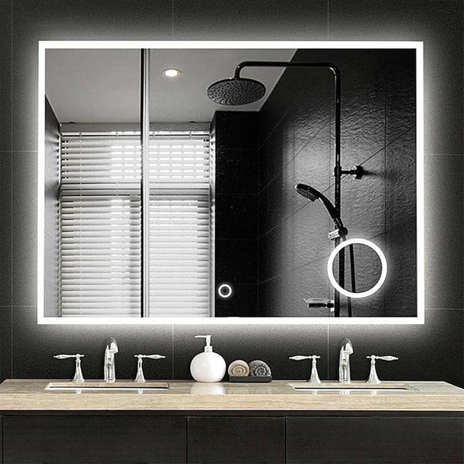 KALYAN TRADERS Rectangular Bathroom and Bedroom Wall Mirror with led Light, Sleekest controllable Vanity Mirror, Anti-Fog Makeup Mirror, 3-Color Customizable led Mirror and Shape Retangular (24X30). 3