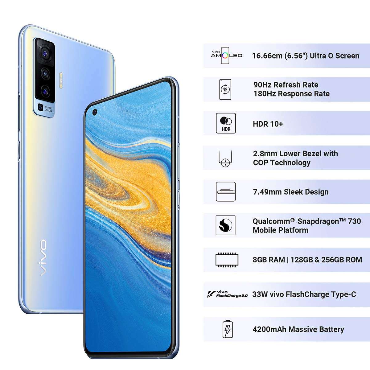 Vivo X50 (Glaze Black, 8GB RAM, 256GB Storage) with No Cost EMI/Additional Exchange Offers 3