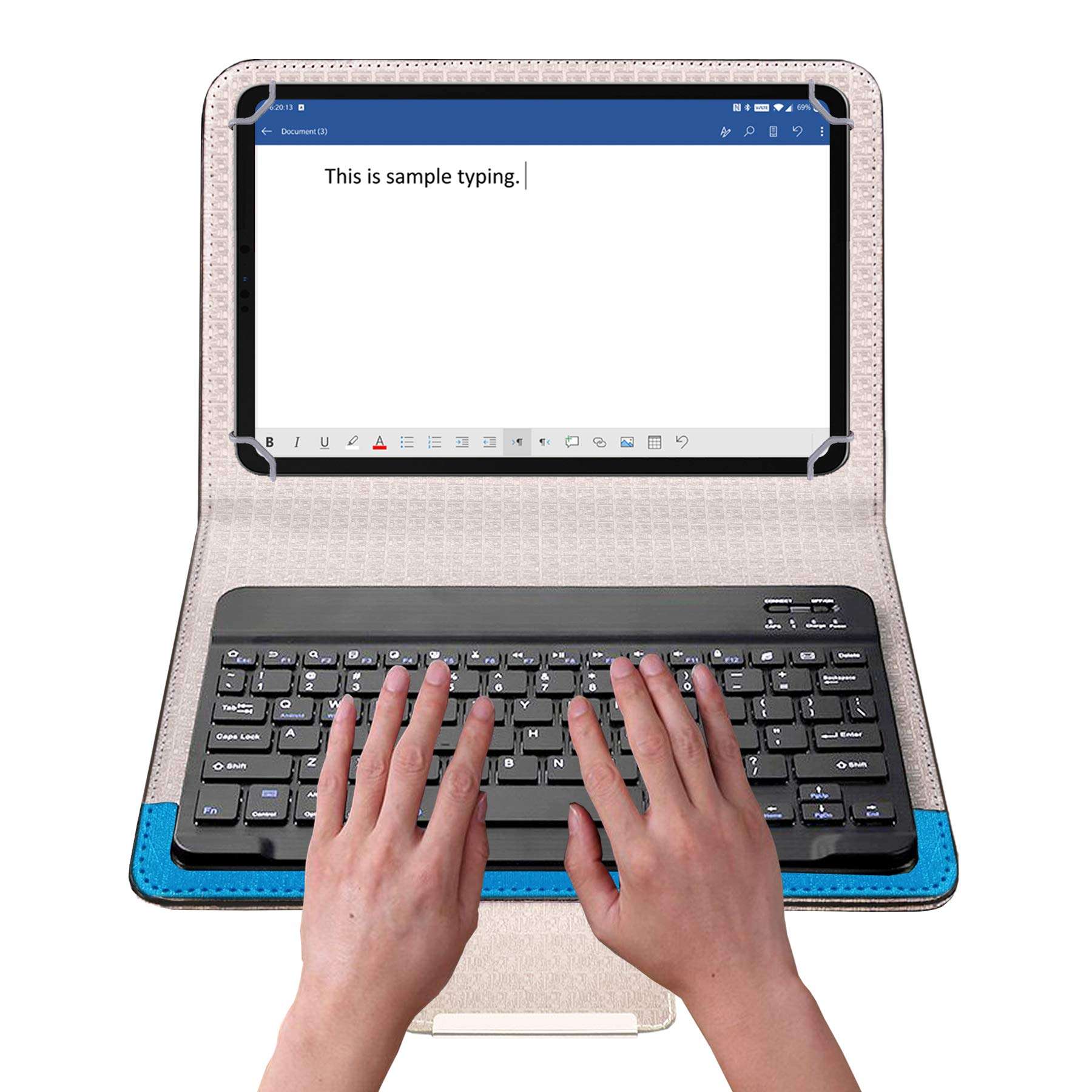 ACM Bluetooth Keyboard Case Compatible with Iball Slide Wq32 Tablet Flip Cover Stand Study Gaming Blue 4