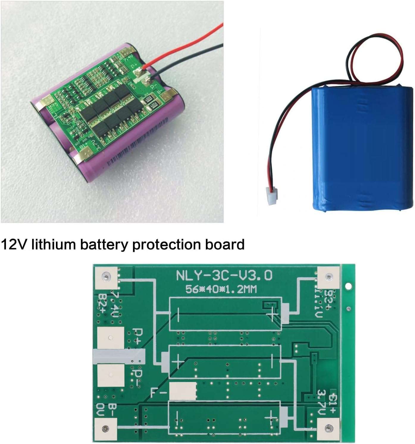 Electrobot 3S 12.6V 40A Lithium Battery Protection Board BMS for 18650 Battery Pack 11.1V 12.6V with Overcharge, Overdischarge, Overcurrent and Short Circuit Protection (Pack of 2 Units) 3