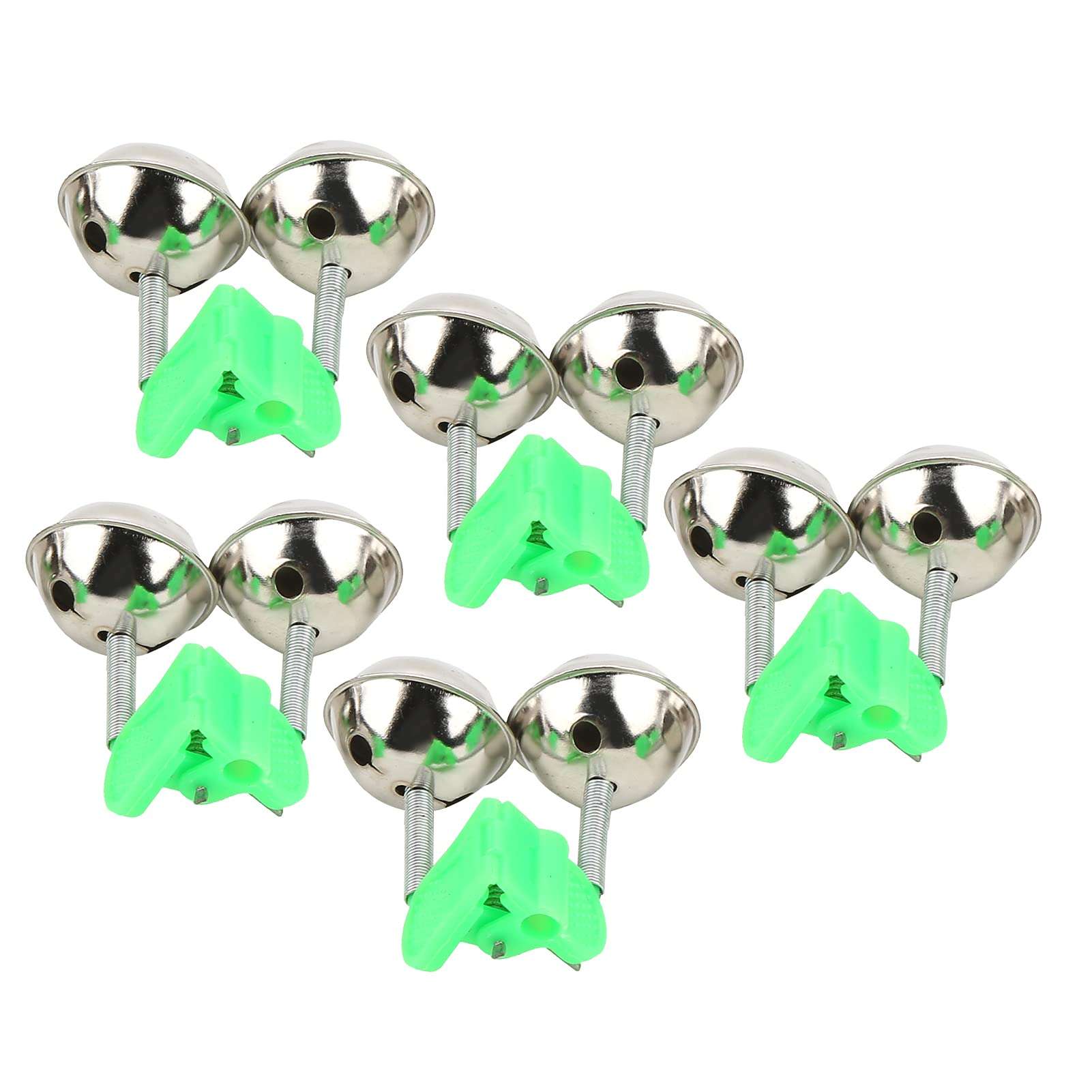 VGEBY 5Pcs Fishing Rings Fishing Pole Fish Bite Lure Alarm Alert Twin Ding Rod Tip Clip Fishing Green 2