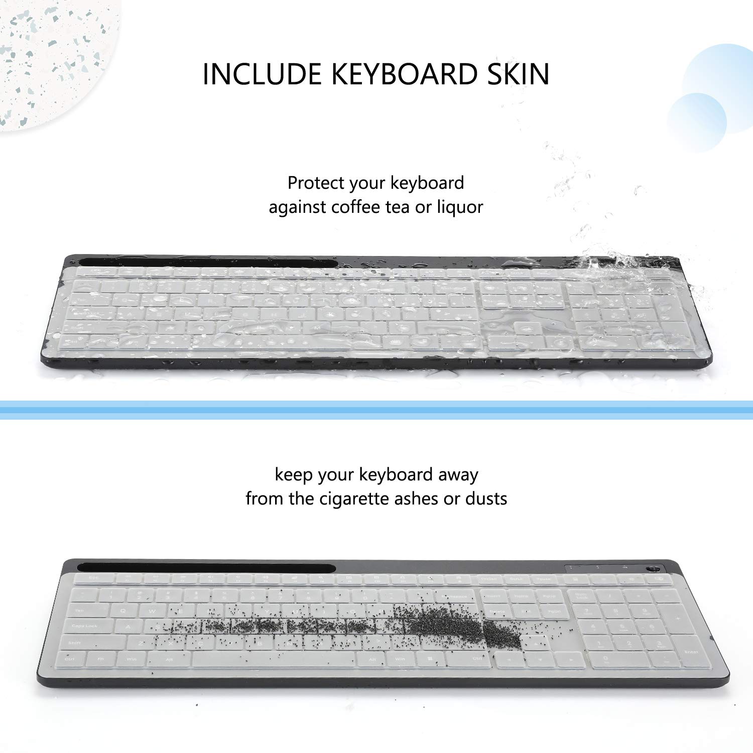 VIVEFOX Wireless Keyboard and Mouse - Keyboard with Phone Holder, 2.4GHz Silent USB Wireless Keyboard Mouse Combo, Full-Size Keyboard and Mouse for Computer, Desktop and Laptop (Black) 3