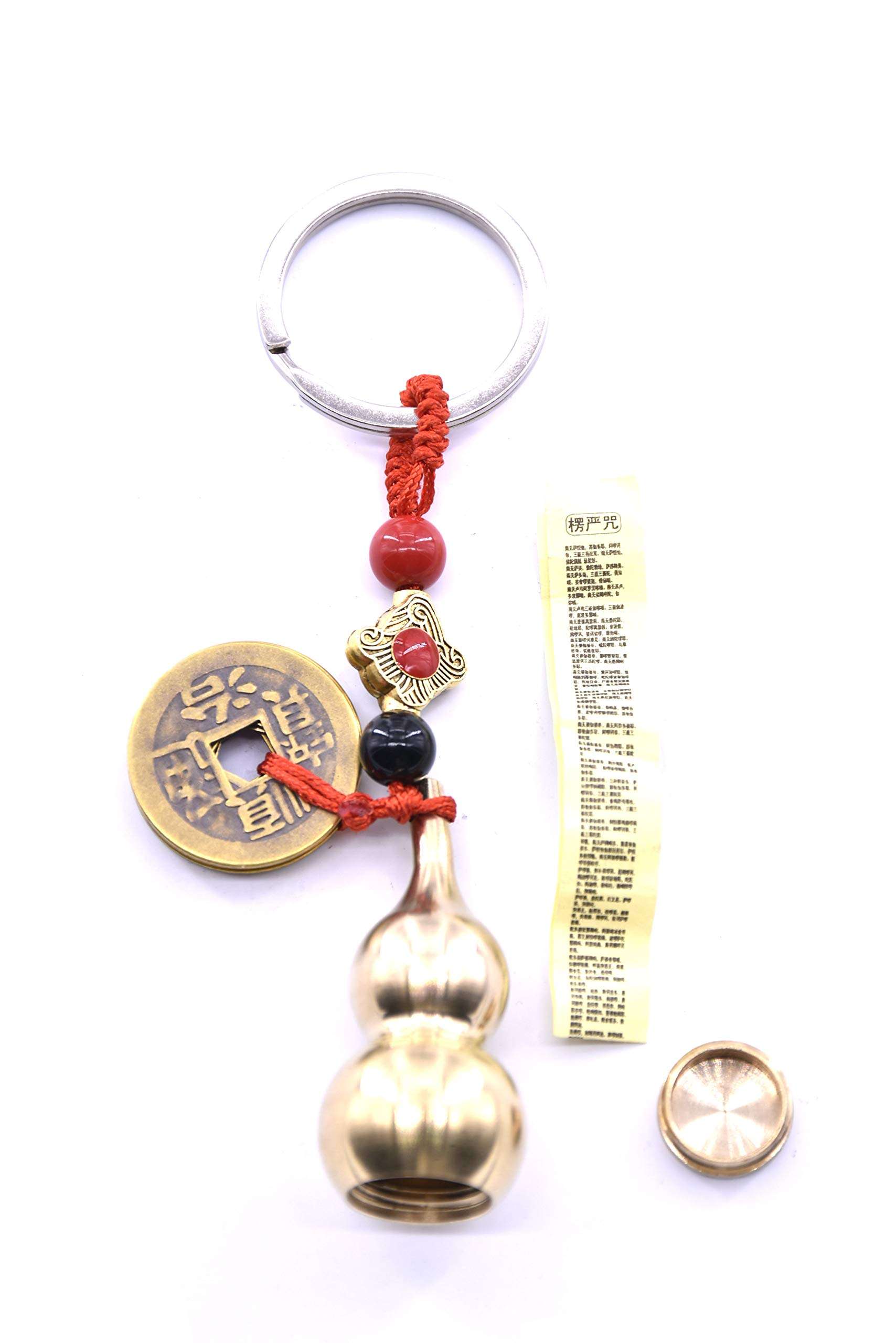 Feng Shui Coins with Brass Calabash Wu Lou Key Chain for good health Travel Safely Wealth Porsperity Success and Good Luck Fortune (2 pieces ) 3