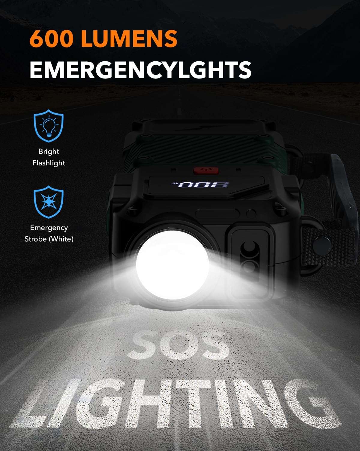 Portable Car Battery Jump Starter, 3000A - 12V Portable Jump Box for 6.0L Diesel & 8.0L Gas, Compact Battery Jump Pack, Extended Smart Jumper Cables Equipped, USB Outputs, and Lights 6