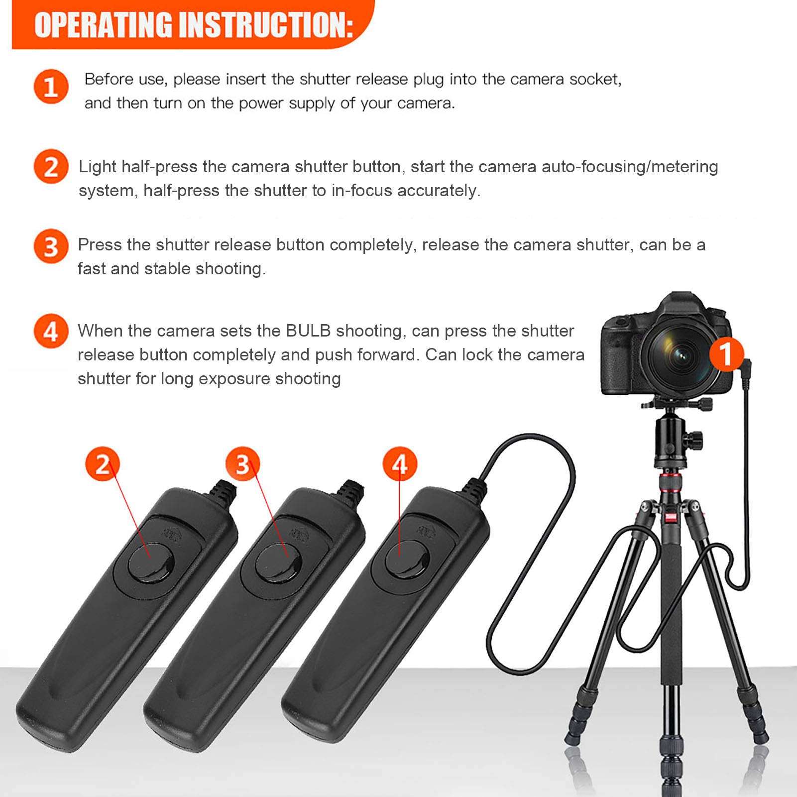 SLR, 3 Shooting Methods 90cm Length Shutter Release Remote Shutter Double Layer Key for 6D Camera 5