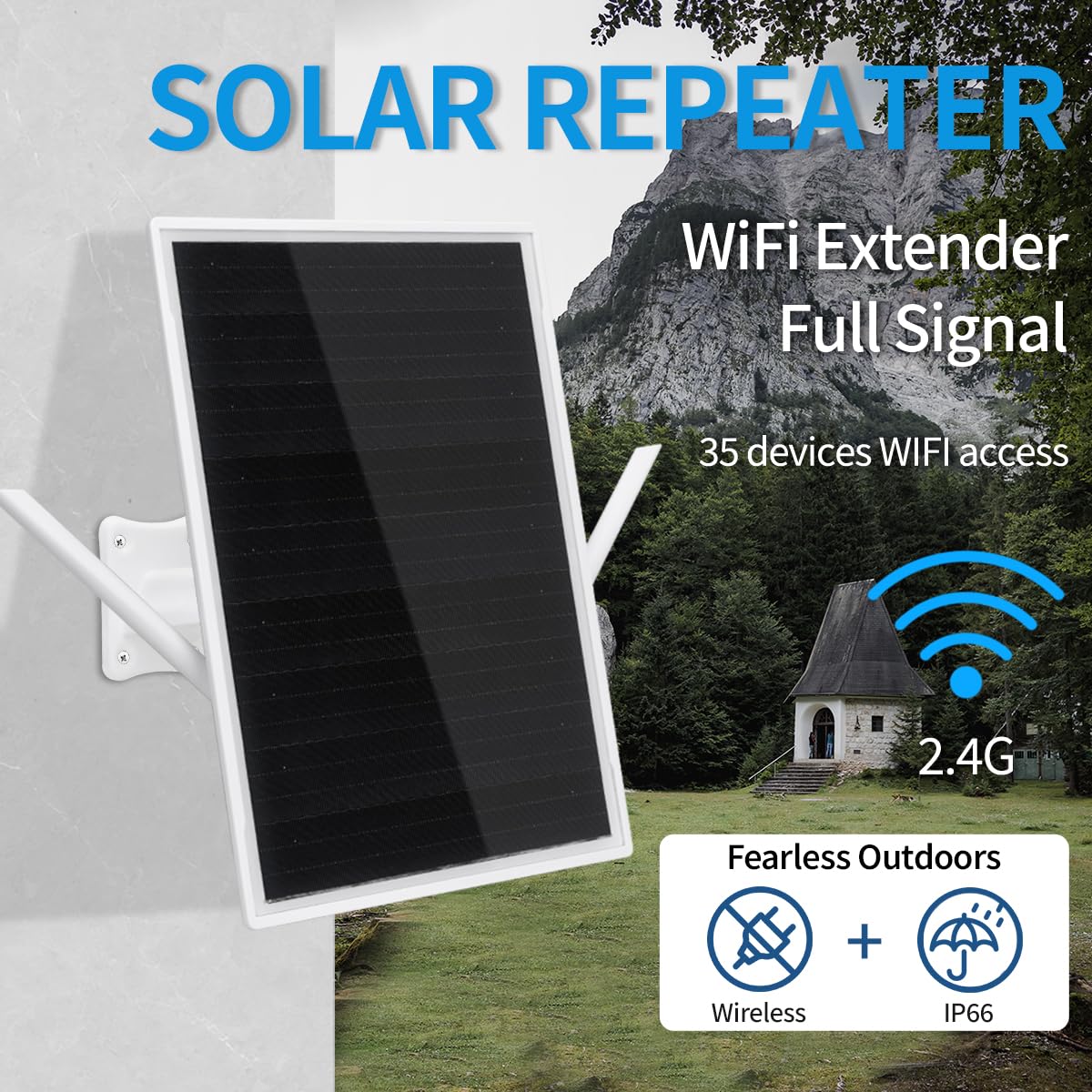 WiFi Solar Panel Router Repeater,15W 25000mAh Solar Panel Powerd 300Mbps 492ft Coverage WiFi Range Extender WLAN Repeater Wireless Amplifier IP66 Solar Router Signal Booster E3 5