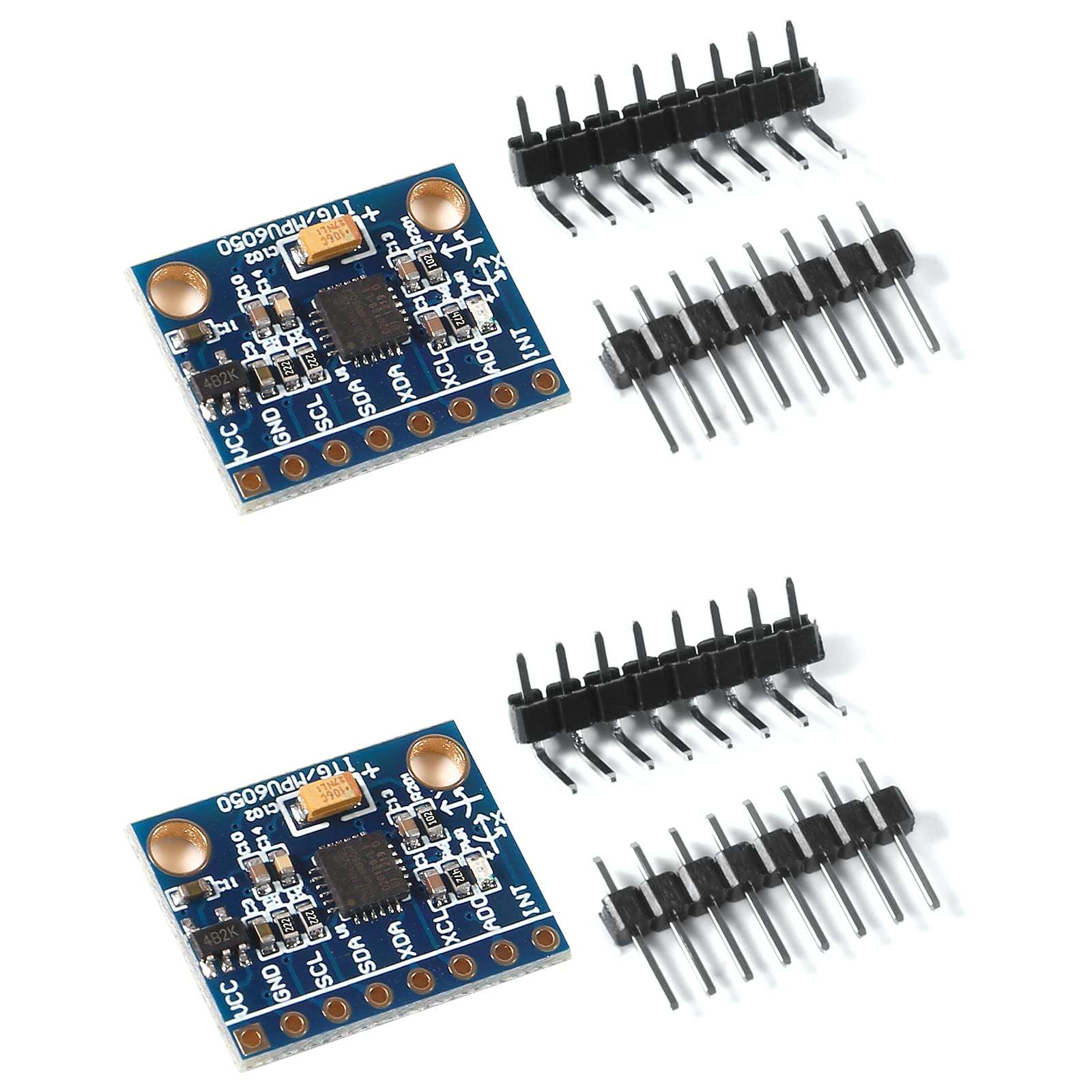 AEDIKO 2pcs MPU6050 MPU-6050 GY-521 3 Axis Accelerometer Gyroscope Module 6 DOF 6-axis Accelerometer Gyroscope Sensor Module 16 Bit AD Converter Data Output IIC I2C 1