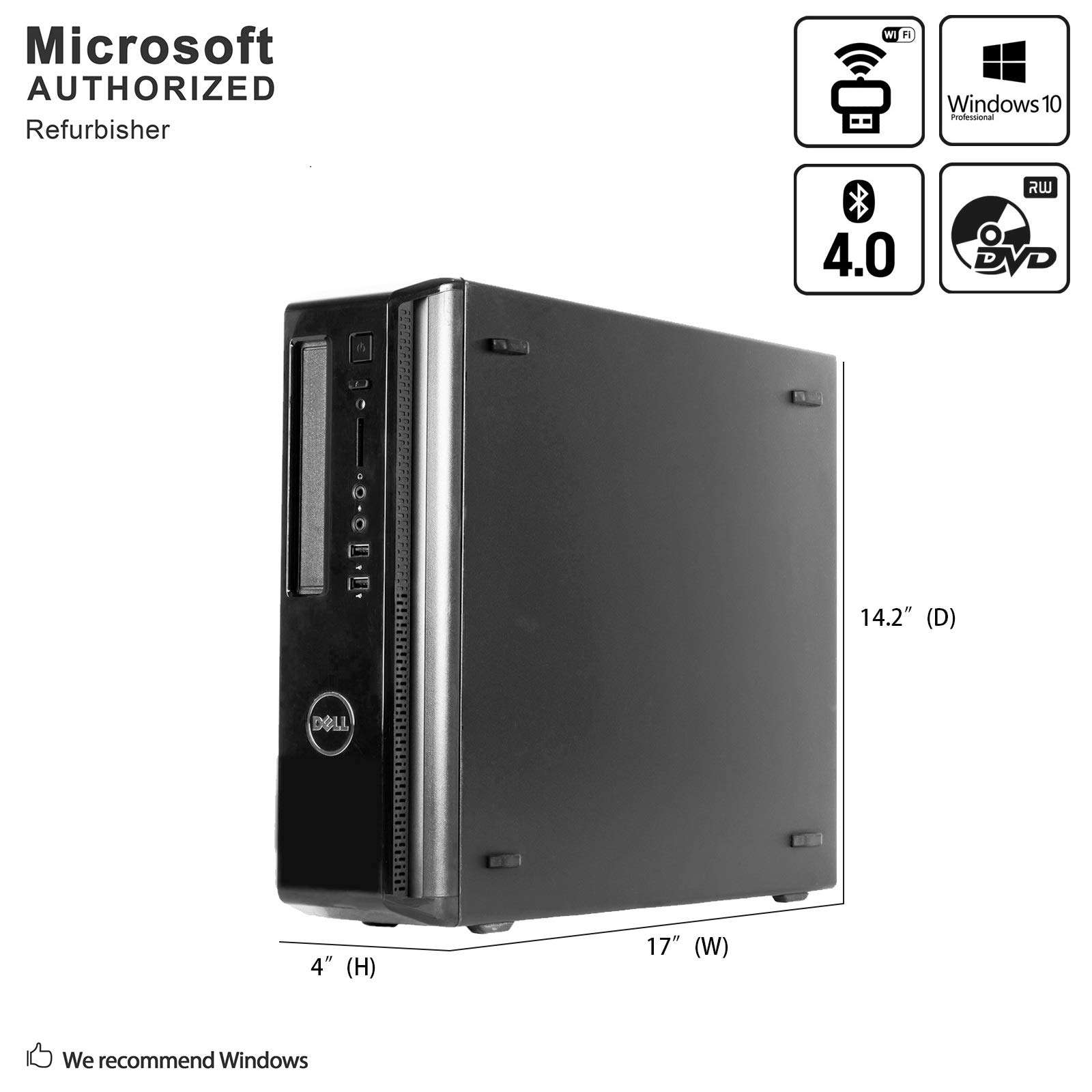 Dell Vostro 3800 Desktop Computer, Intel Quad Core i5-4570 up to 3.6GHz, 12G DDR3, 512G SSD, DVDRW, WiFi, Bluetooth, HDMI, VGA, Keyboard, Mouse, Win10 Pro 64 Supports English/French/Spanish(Renewed) 3
