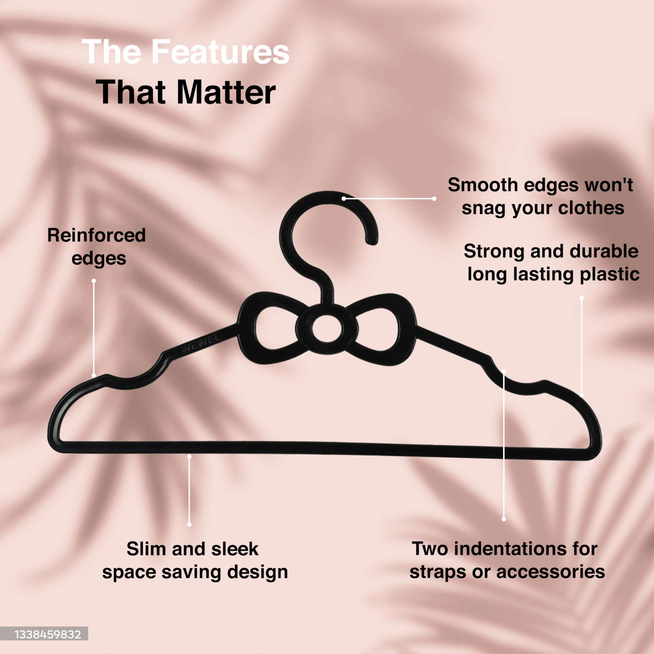 WEWEL Plastic 25 Pack Premium Clothes Hangers for Hanging Cloths, Elevate Your Wardrobe Organization in Multicolors with Cloth Hanger (Black, 25) 5