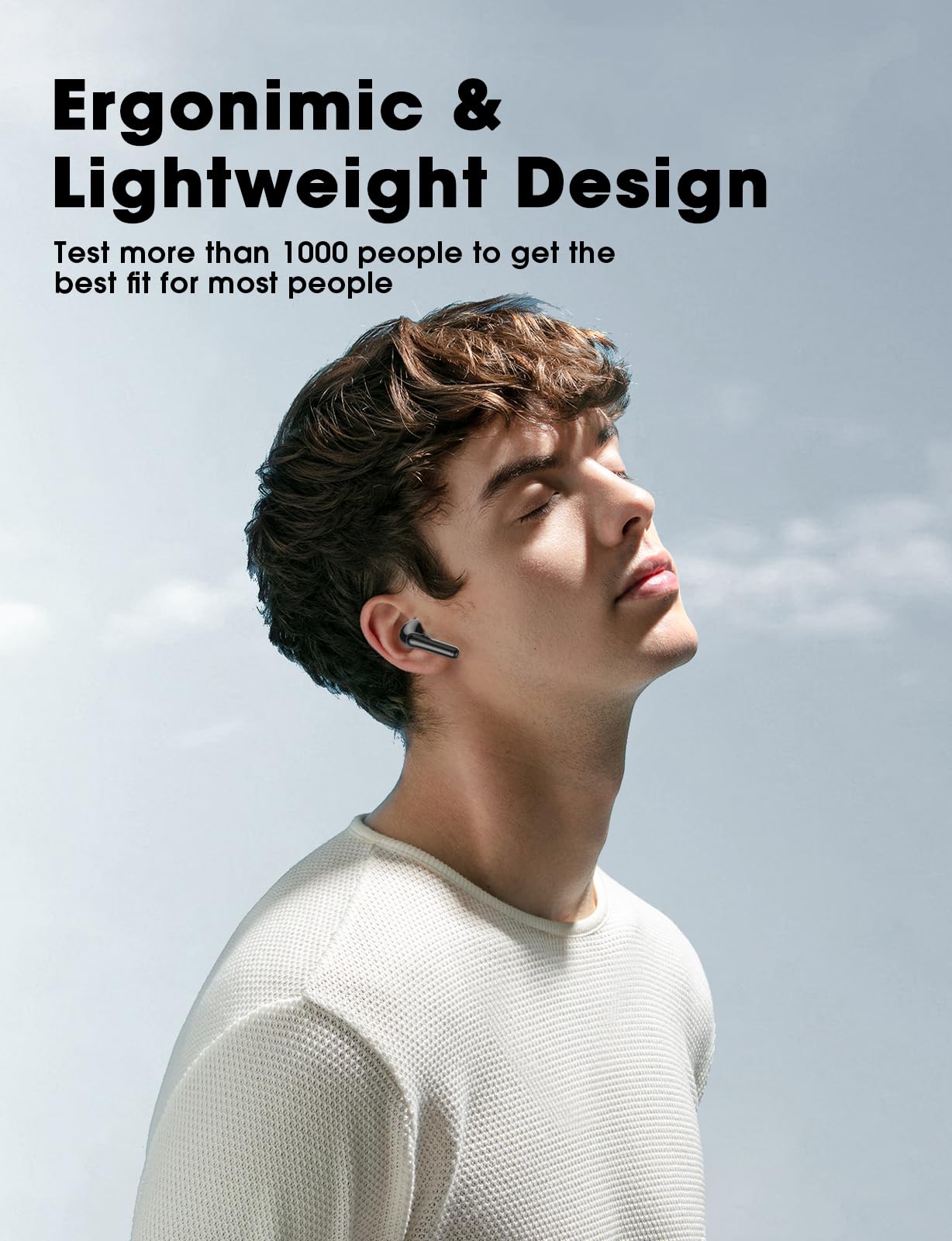 wyness Wireless Earbuds, 2026 Earbuds with Big Bass Stereo Sound, Lightweight Bluetooth Earbuds with 48 Hours Playtime LED Display Black 4