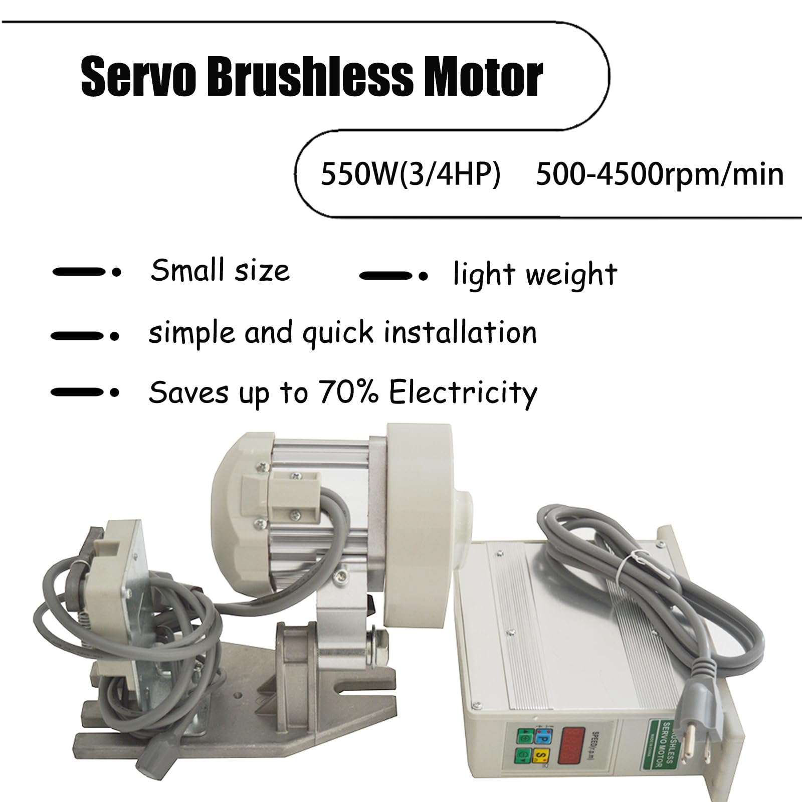 INTBUYING Sewing Machine Servo Motor 550W Servo Brushless Motor Adjustment Speed 500-4500rpm/min Electric Brushless Split Type Motor for Sewing Machine 5