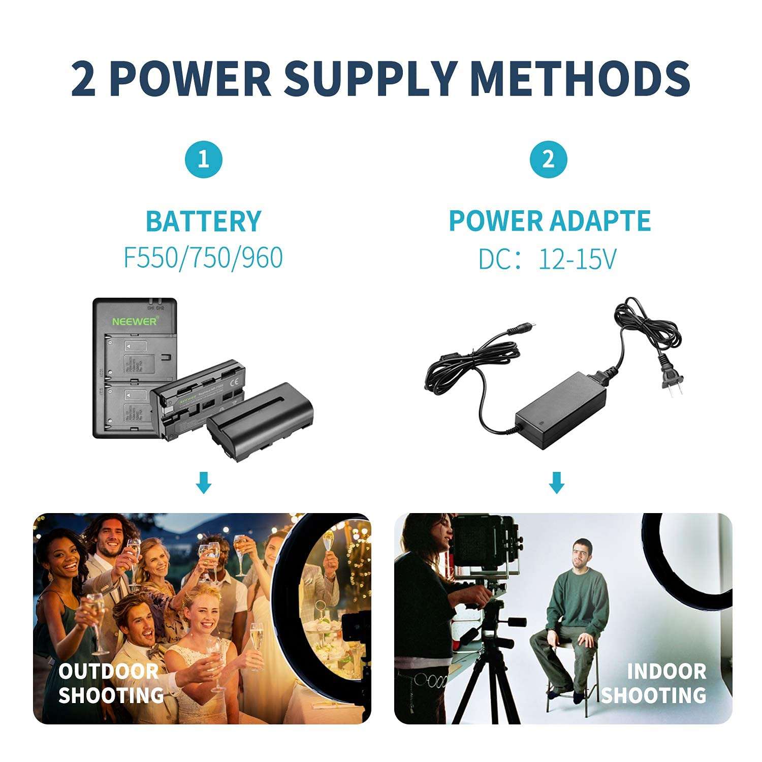 Neewer 20 inch LED Ring Light Kit for Makeup YouTube Video Blogger Salon - with Battery or DC Power Option, Battery, Charger, AC Adapter, Phone Clamp, Stand and Metal Phone Tripod Mount Included 5