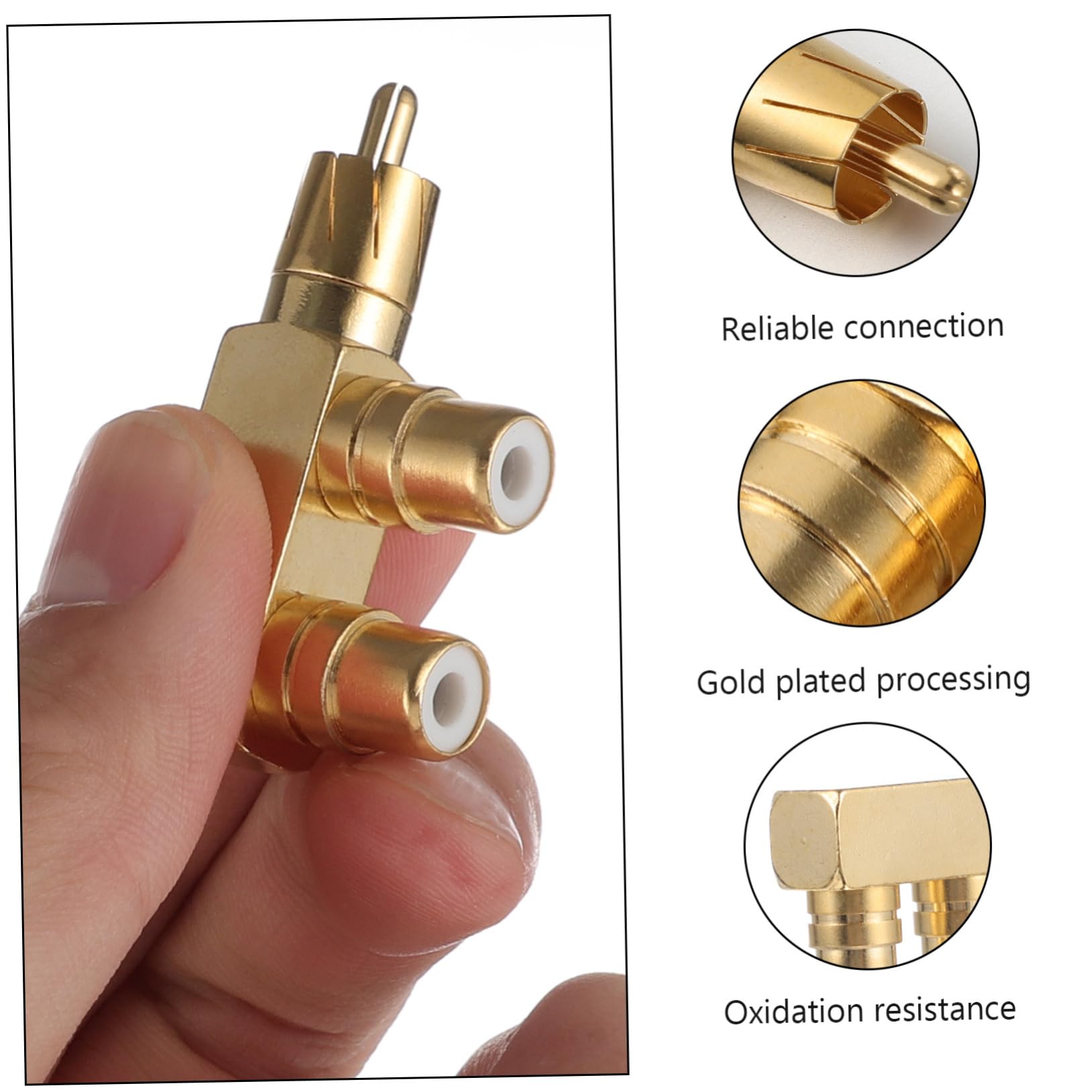 Yardenfun 2pcs Audio Adapter Splitter Adapter Connector 90 Degree Splitter Connector Av Audio Splitter Right Angle Splitter Adapter Headphone Splitter RCA Splitter Adapter Golden Copper 6