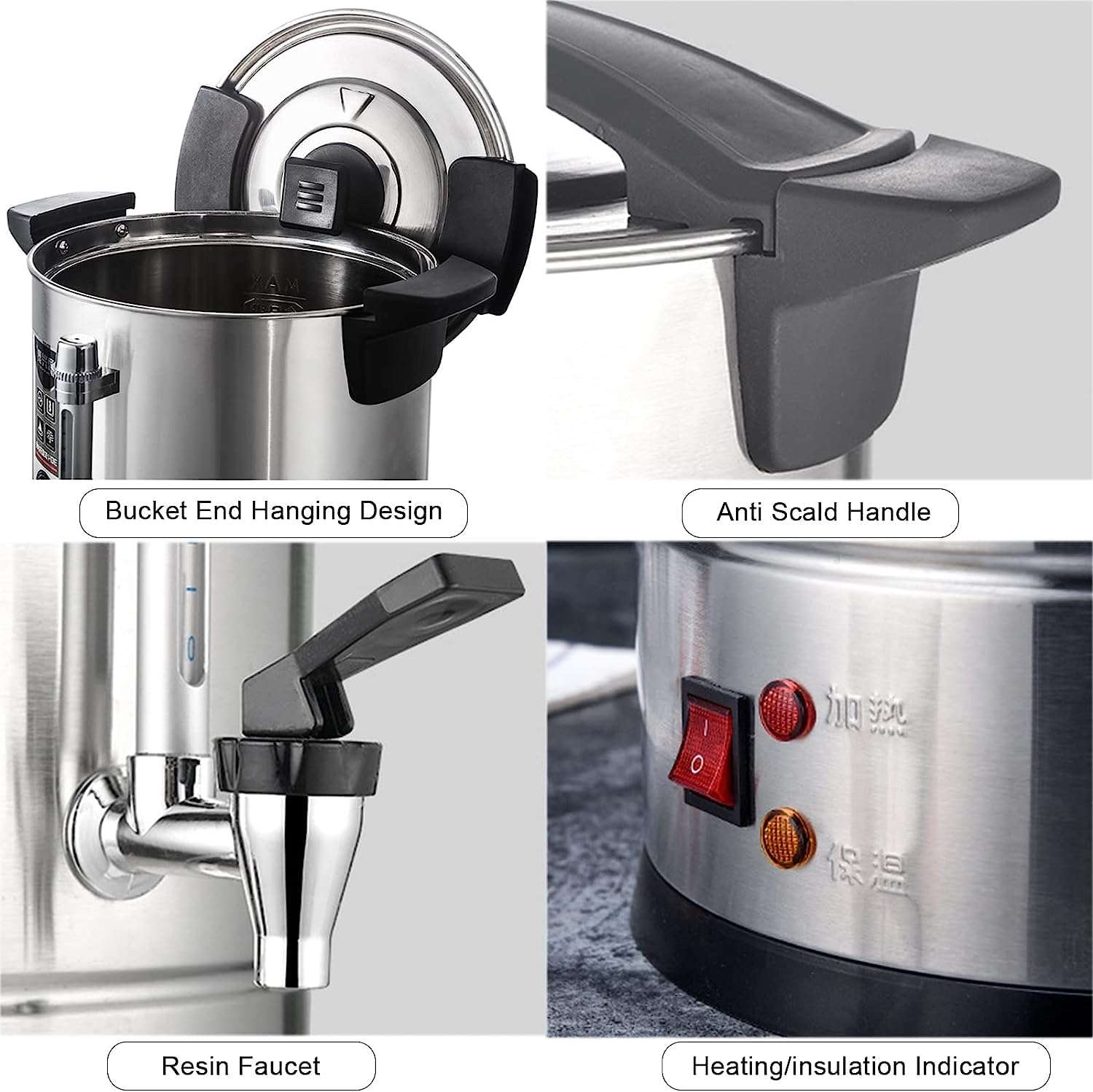 Commercial Stainless Steel Coffee Urn, Quick Brewing Large Coffee Maker,Automatic Hot Water Dispenser For Home Party Office Large Crowds Coffee Dispenser(15L) 6