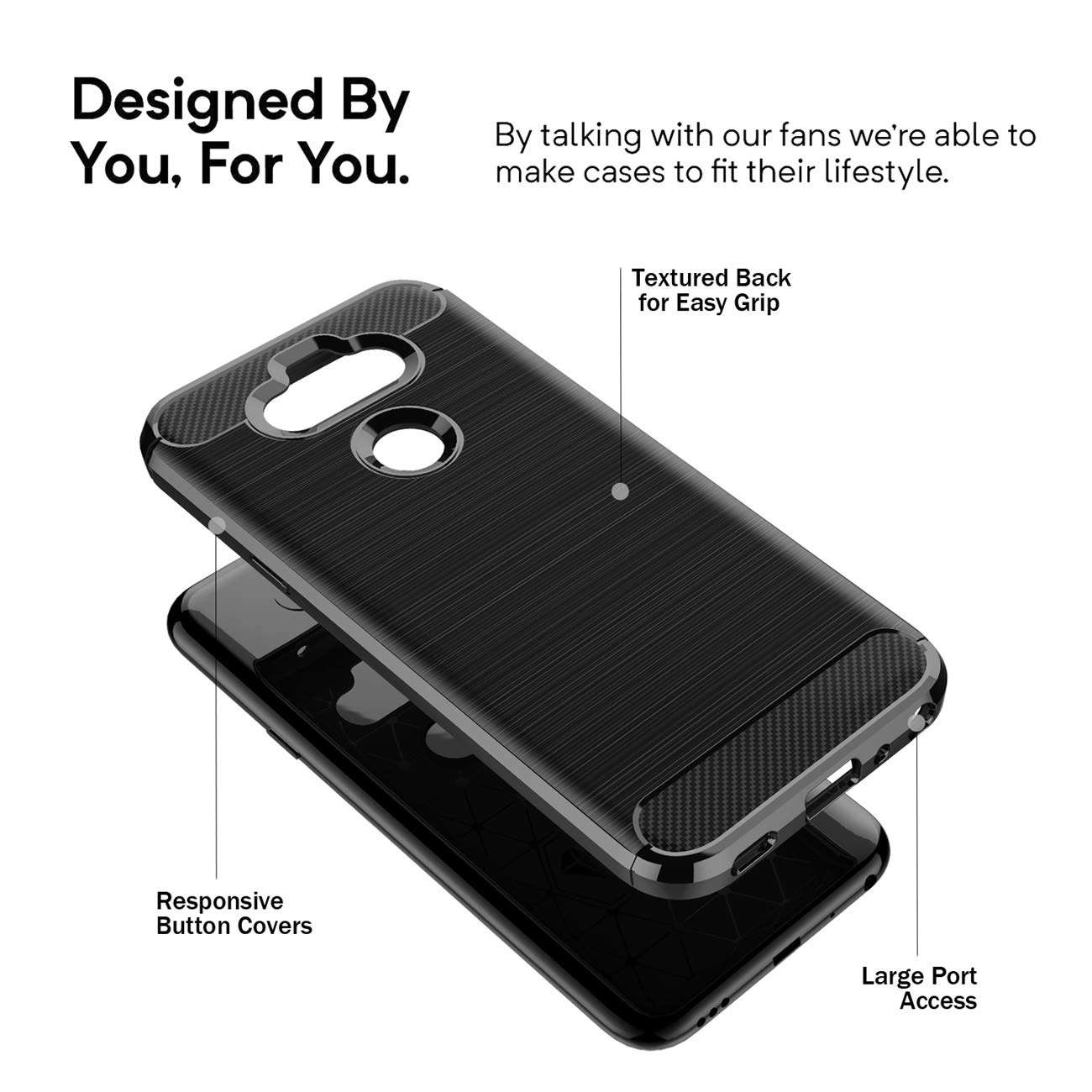 CaseRoo for LG Aristo 5 Plus Case,LG K31 Case,LG Aristo 5 Case,LG Phoenix 5/LG Risio 4/LG Fortune 3/LG K8X Phone Casew[2 Pack] Soft Screen Protector,Carbon Fiber Slim Protective Cover-Black 4