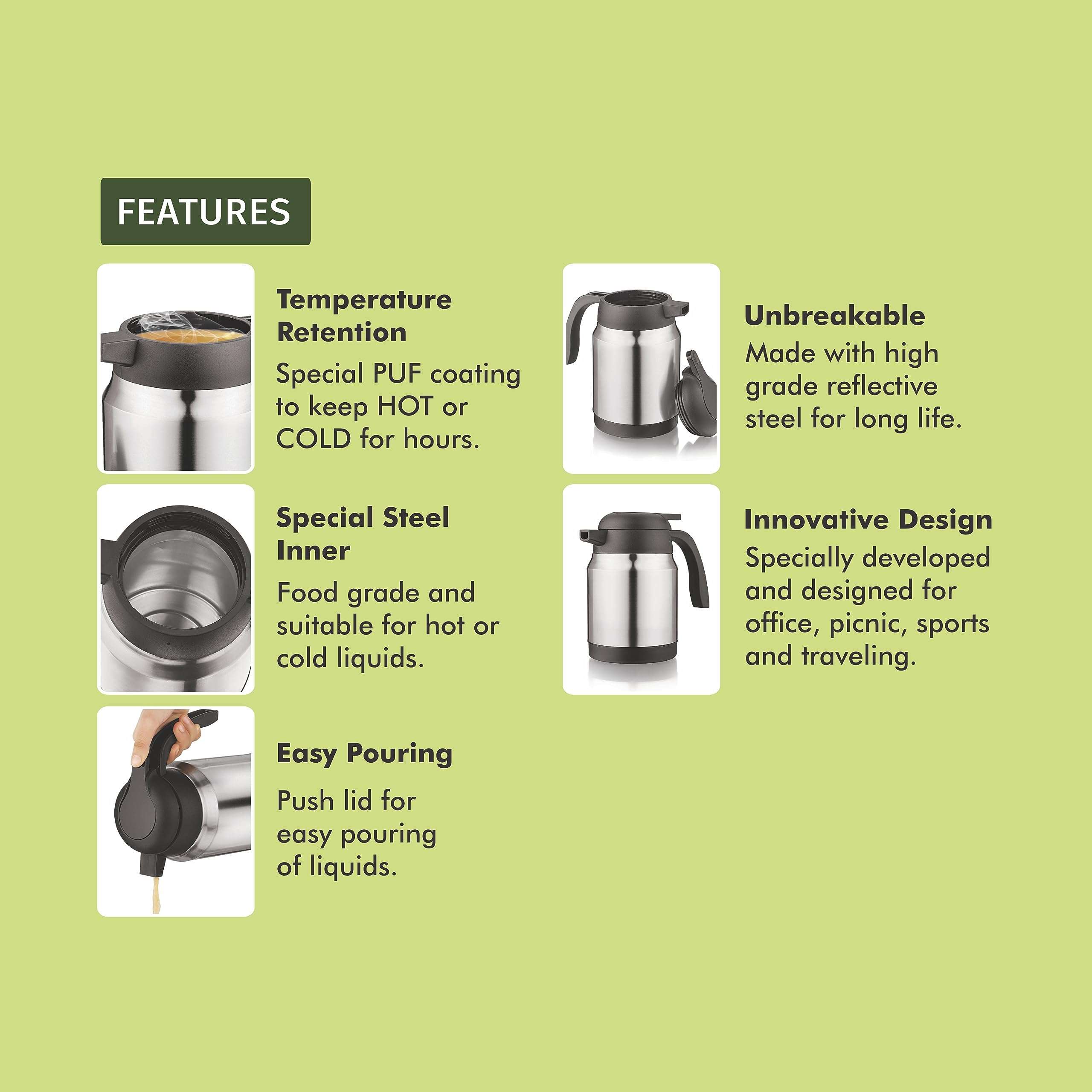 NanoNine T-Jug Double Wall Insulated Stainless Steel Flask, 1000 ml, 1 pc 5