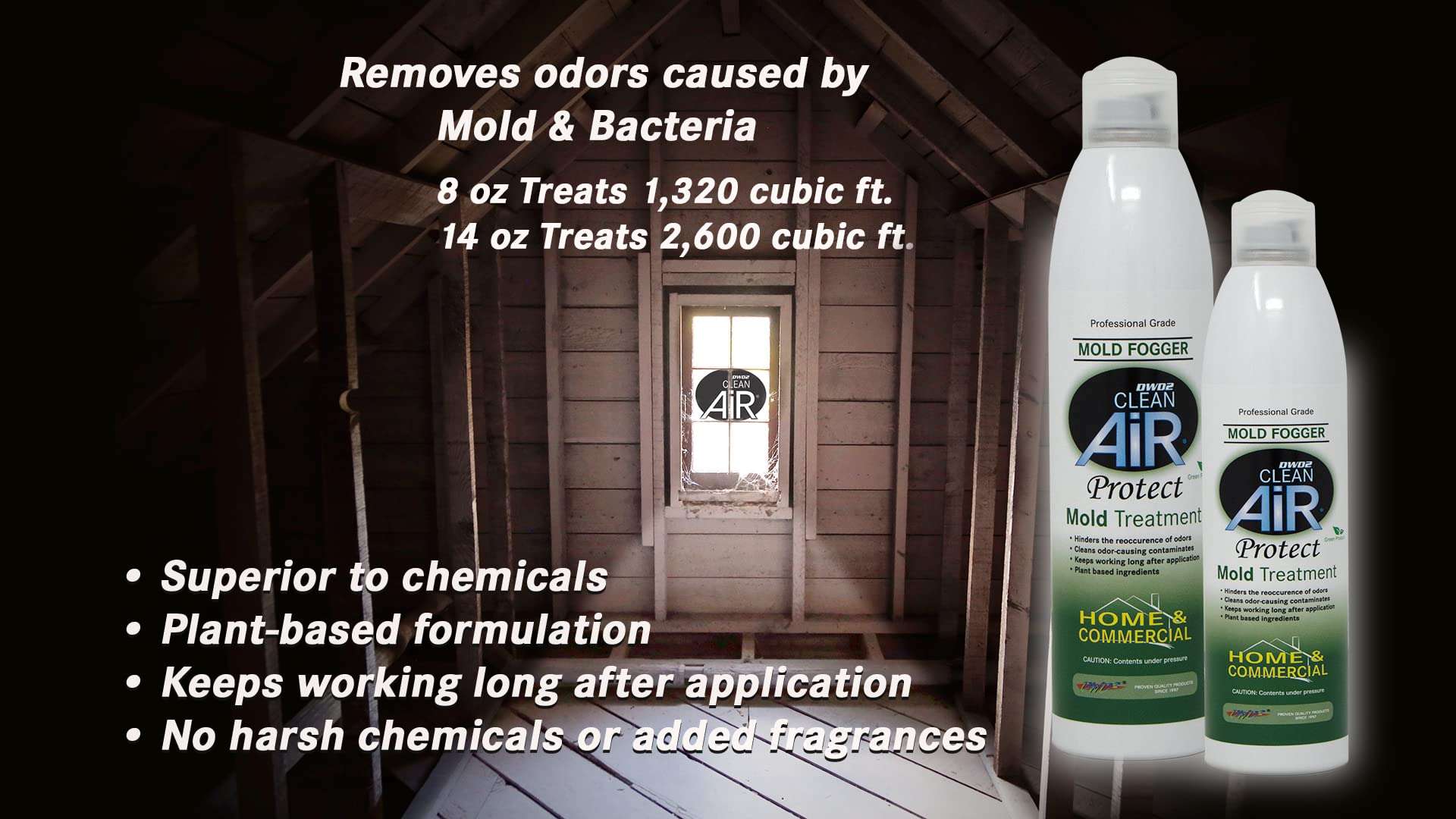 DWD2 Protect™ Home & Commercial Mold-Treatment Plant-Based Mold-Odor Remover Fogger Treatment - eco-friendly solution for a safer and healthier living and working space. (14 oz) 4