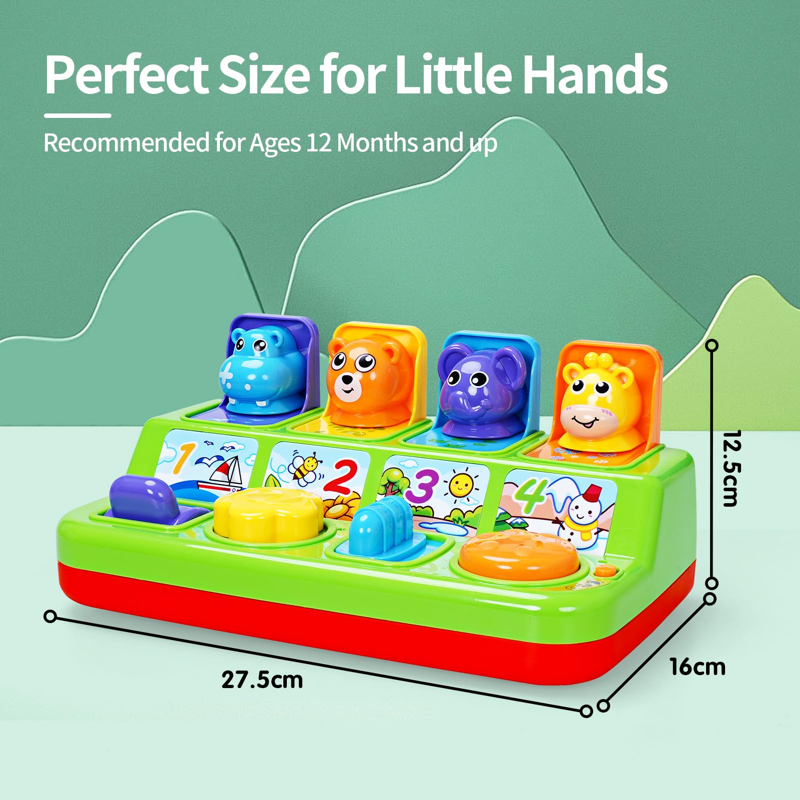 FS Pop Up Toys for Babies 6 to 12 Months with Light and Music, Cause and Effect, 9 10 12 18 Month Old Baby Toys for 1 Year Old Boys & Girls 6