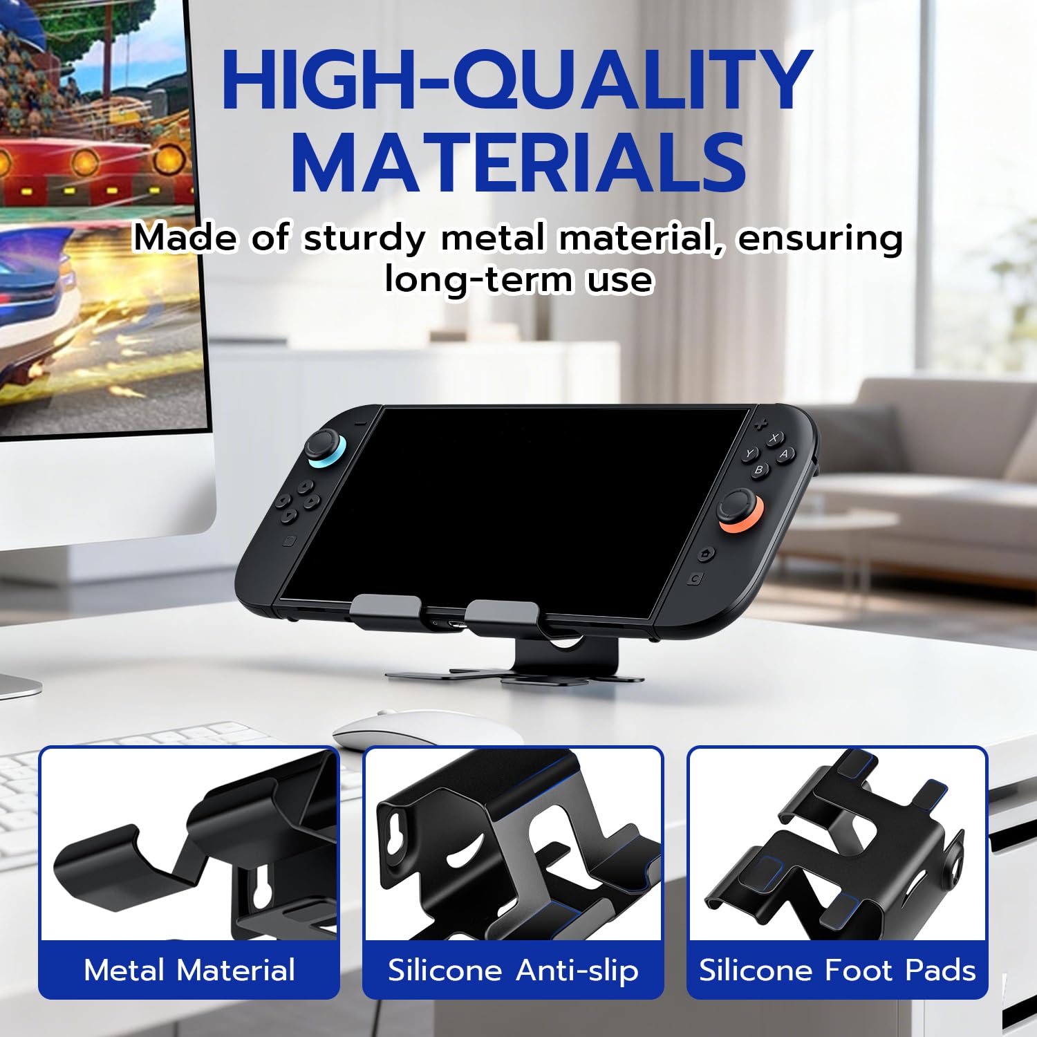 Mcbazel Metal Wall Mount for ROG Xbox Ally/Ally X, PlayStation Portal, Steam Deck, ROG Ally/X, Nintendo Switch 2/OLED/1, Gaming Console Hanger Stand with Heat Dissipation Vents & Easy Install Kit (Black) 4
