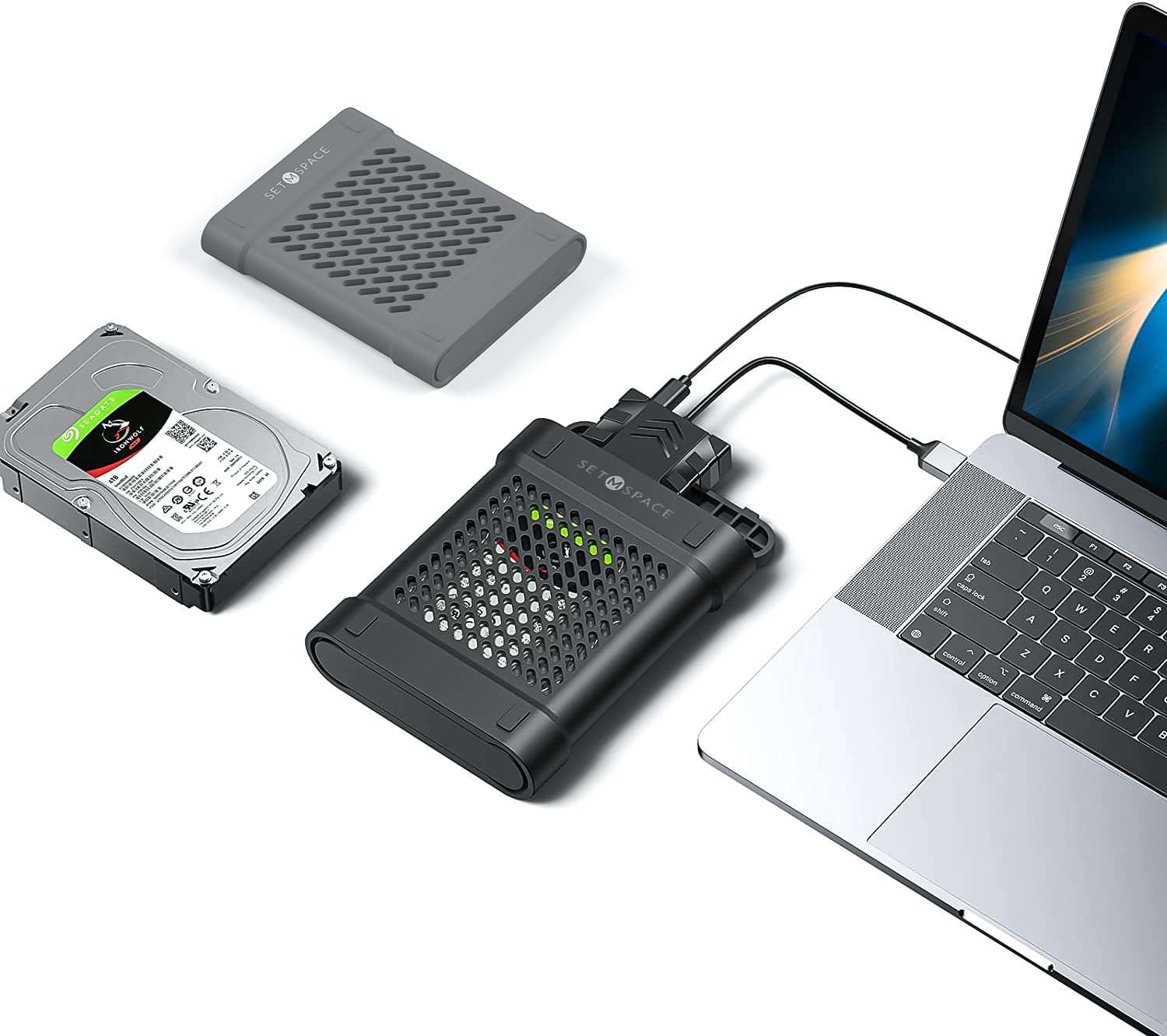 SETMSPACE 2.5" Silicone Hard Drive Protector Sleeve, Portable HDD/SSD Mobile Hard Disk Protective Case, Shockproof, Anti-Scratch, Grid Design-2 Pack 5