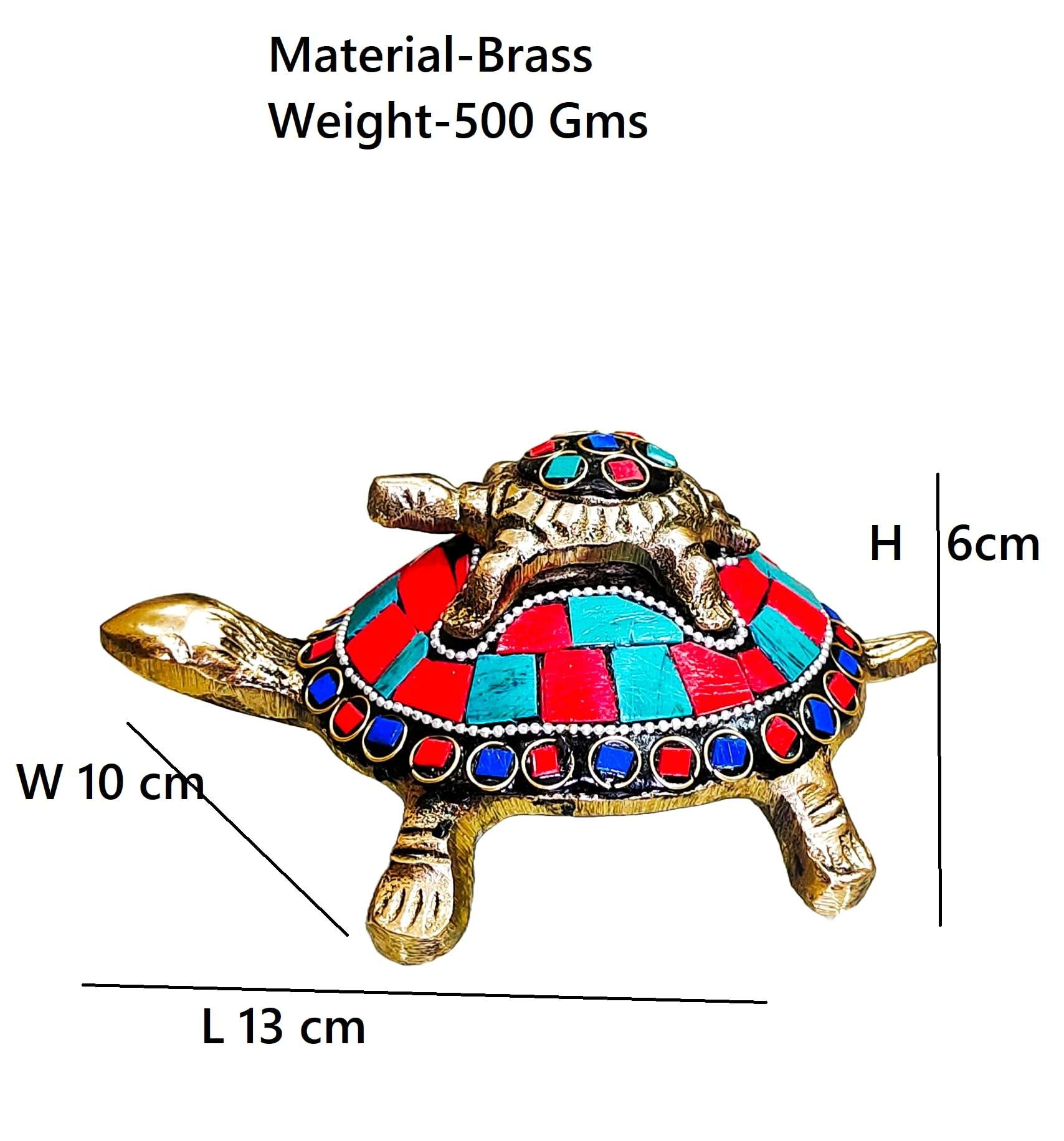 Sanskriti Decor Presents Brass Vastu Feng Shui Tortoise/Kachua with Baby for Career & Good Luck, Wealth & Success in Business, Home Decor/Heavy Meena Work kachuwa 4