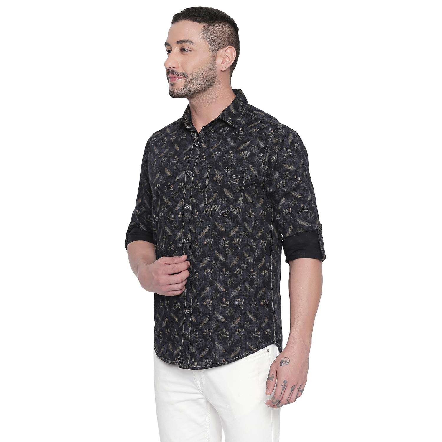 MUFTI Navy Full Sleeves Floral Printed Shirt 2