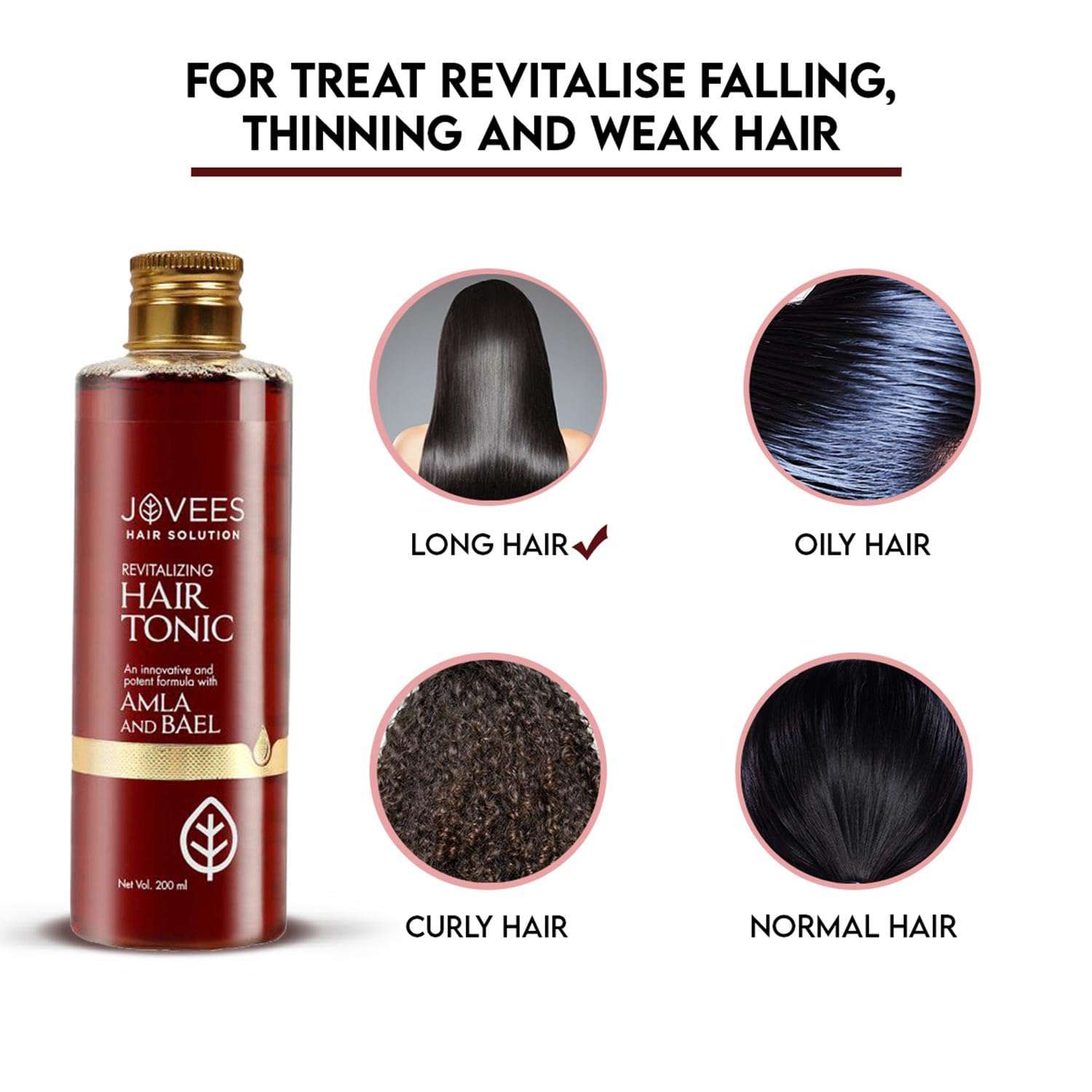 Jovees Herbal Revitalising Amla & Bael Hair Tonic | Gives Long, Strong & Thick Hair | For All Hair Types 200ml 5