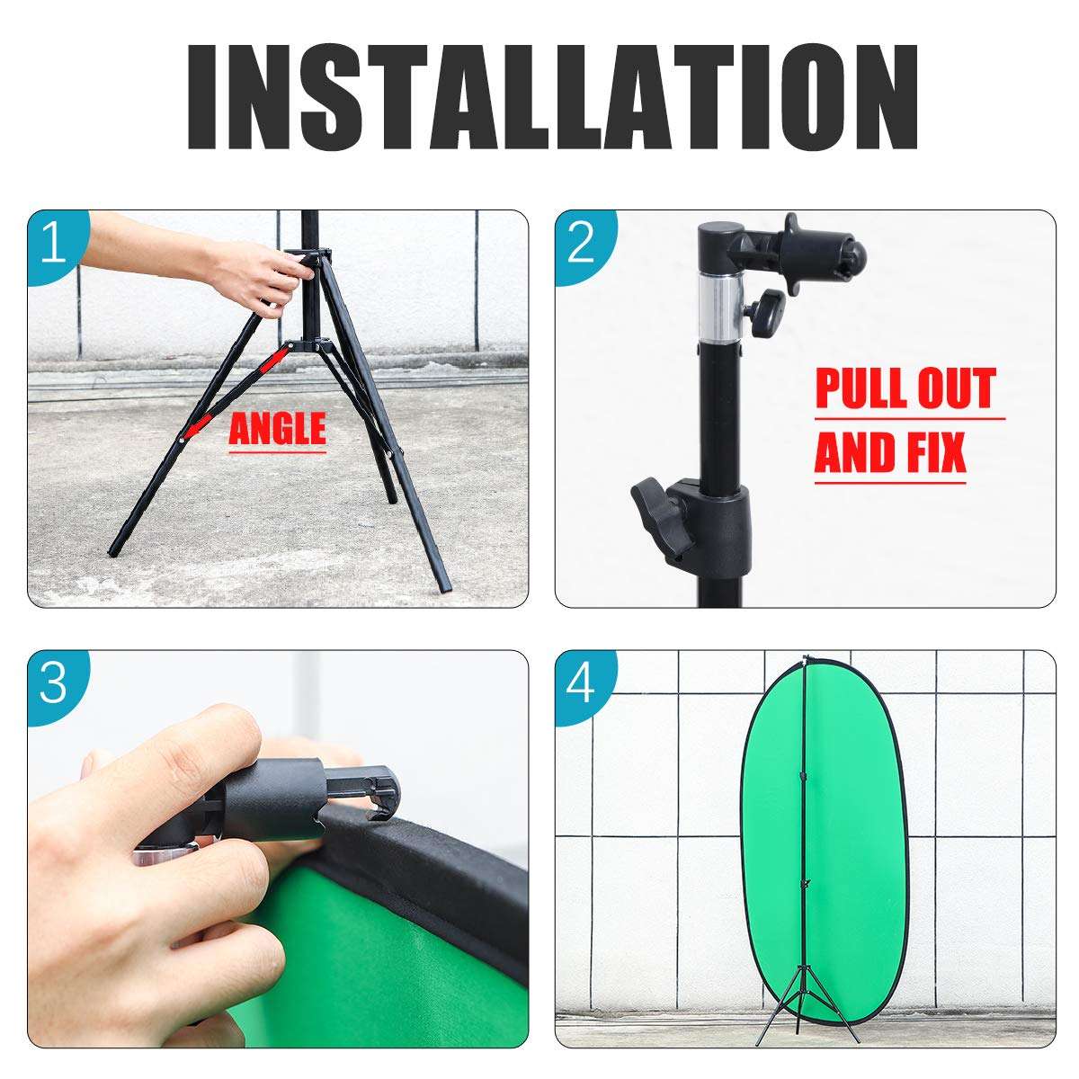 AFHT 5'X7'Portable Green Screen Backdrop with Stand Blue and Green 2-in-1 Collapsible Green Screen Kit, Chromakey Blue and Green Screen Chair 4