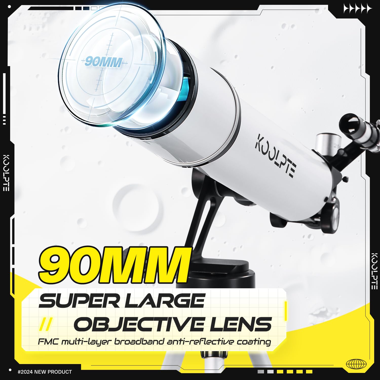 Telescope, 90mm Aperture 700mm - Vertisteel AZ Mounting Base, Highly Adjustable Telescopes, Ideal for Adults, Astronomers & Kids with Carrying Case, Wireless Remote, Phone Adapter (White) 5
