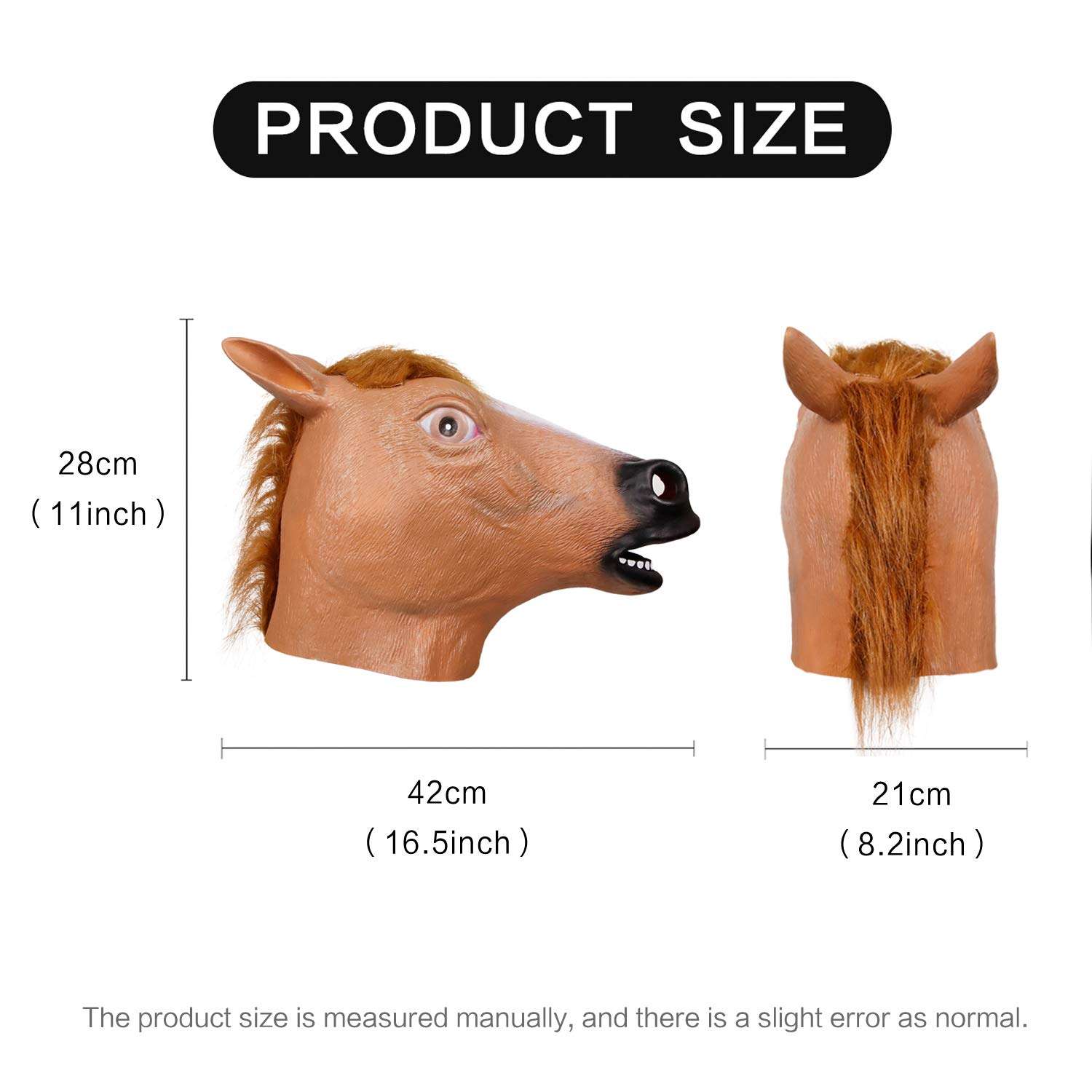 molezu Horse Mask, Creepy Horse Mask, Rubber Latex Animal Mask, Novelty Halloween Costumes, Brown Horse 4