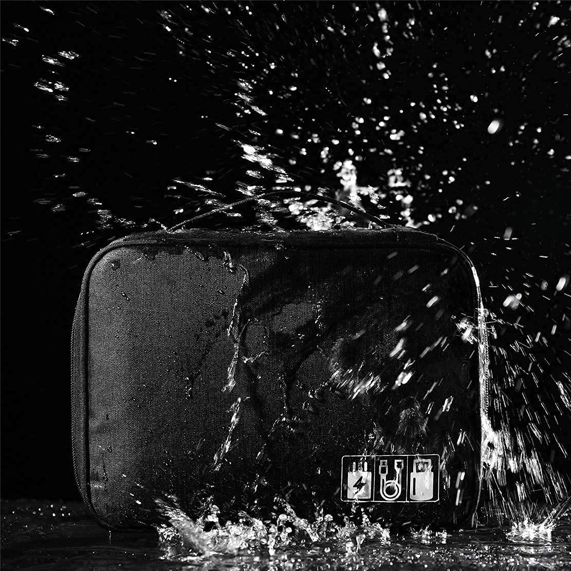 Jorex Mart Electronics Accessories Organizer Bag Travel Gadget Bag for Cables Plug and More Perfect Size Fits for Pad Phone Charger Hard Disk (Black) 5