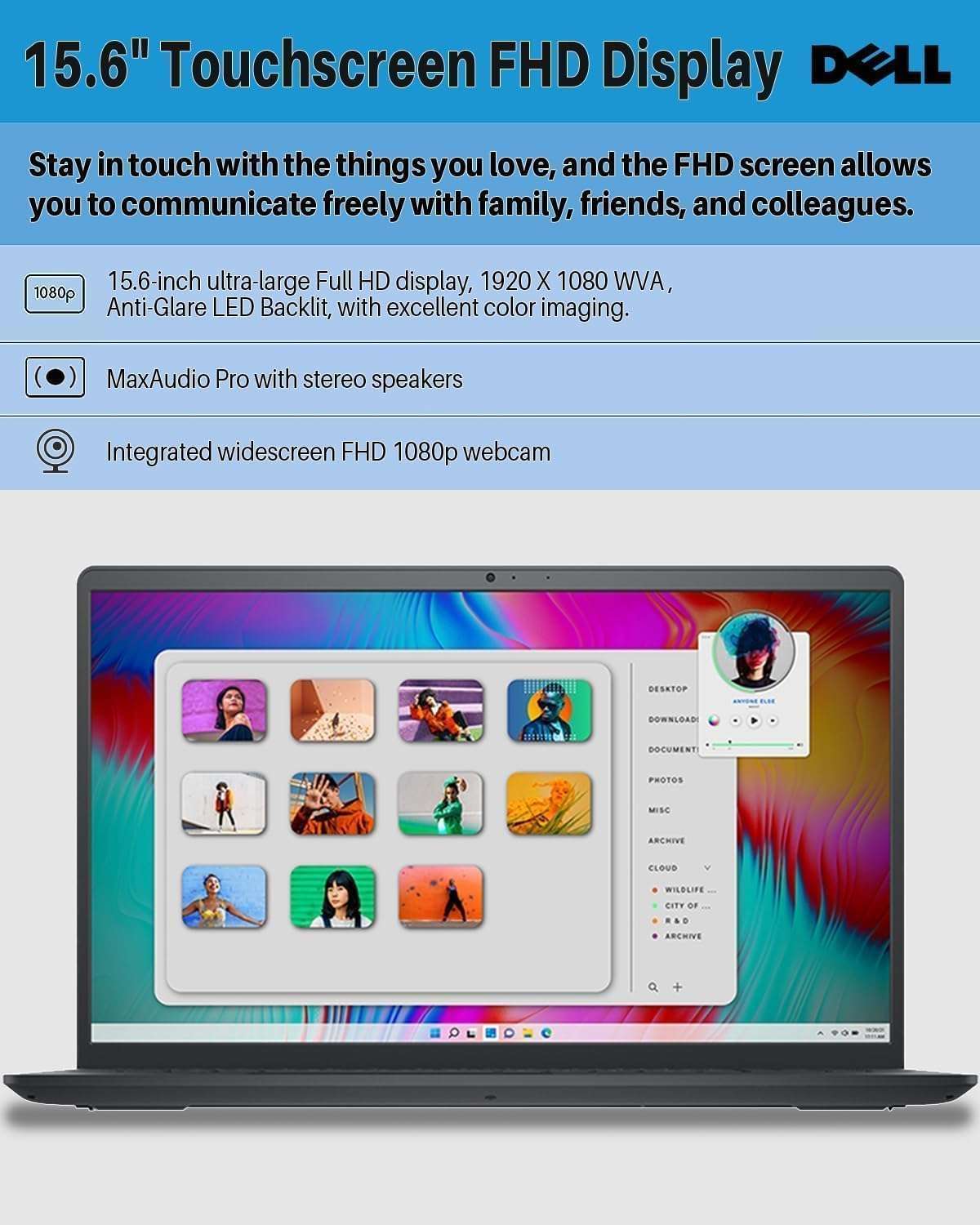 Dell Inspiron 15 Laptop, 15.6 inch FHD Touch Screen, Intel 10-Core i7-1355U Processor, Intel Iris Xe Graphics, 64 GB RAM, 1 TB SSD, Windows 11 Pro & Office Pro Lifetime License,w/Cefesfy Accessories 5