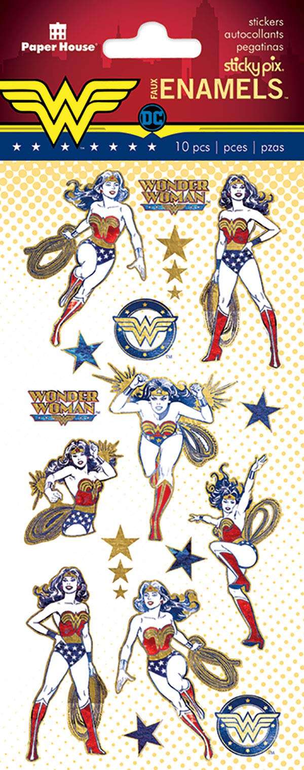 Paper House Productions STFE-0025 Wonder Woman Faux Stickers, Enamel Tickers, 3 Piece 1