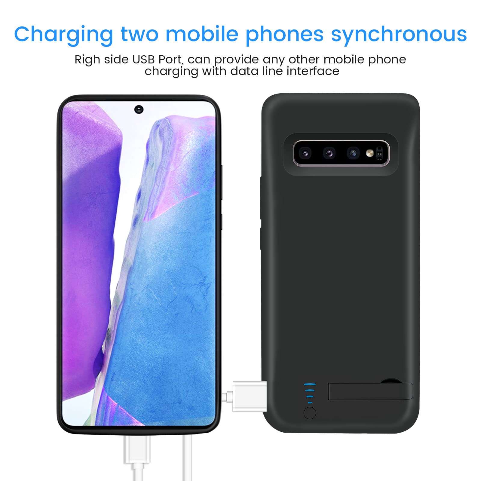 Fey Battery Case for Galaxy S10, 6000mAh Rechargeable Batteri Charging Cases for Samsung Galaxy S10 External Backup Power Bank Charger Cover, Extended Your Phone Life Black 5