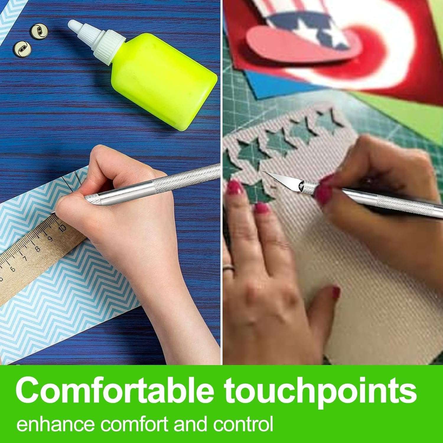 Art Craft Knife Set, 2 PCS Carving Craft/Hobby Knives Set, Precision Knife with 10 Spare Replacement Blades Ergonomic Aluminium Handle for Scrapbooking Stencil Hobby DIY 5