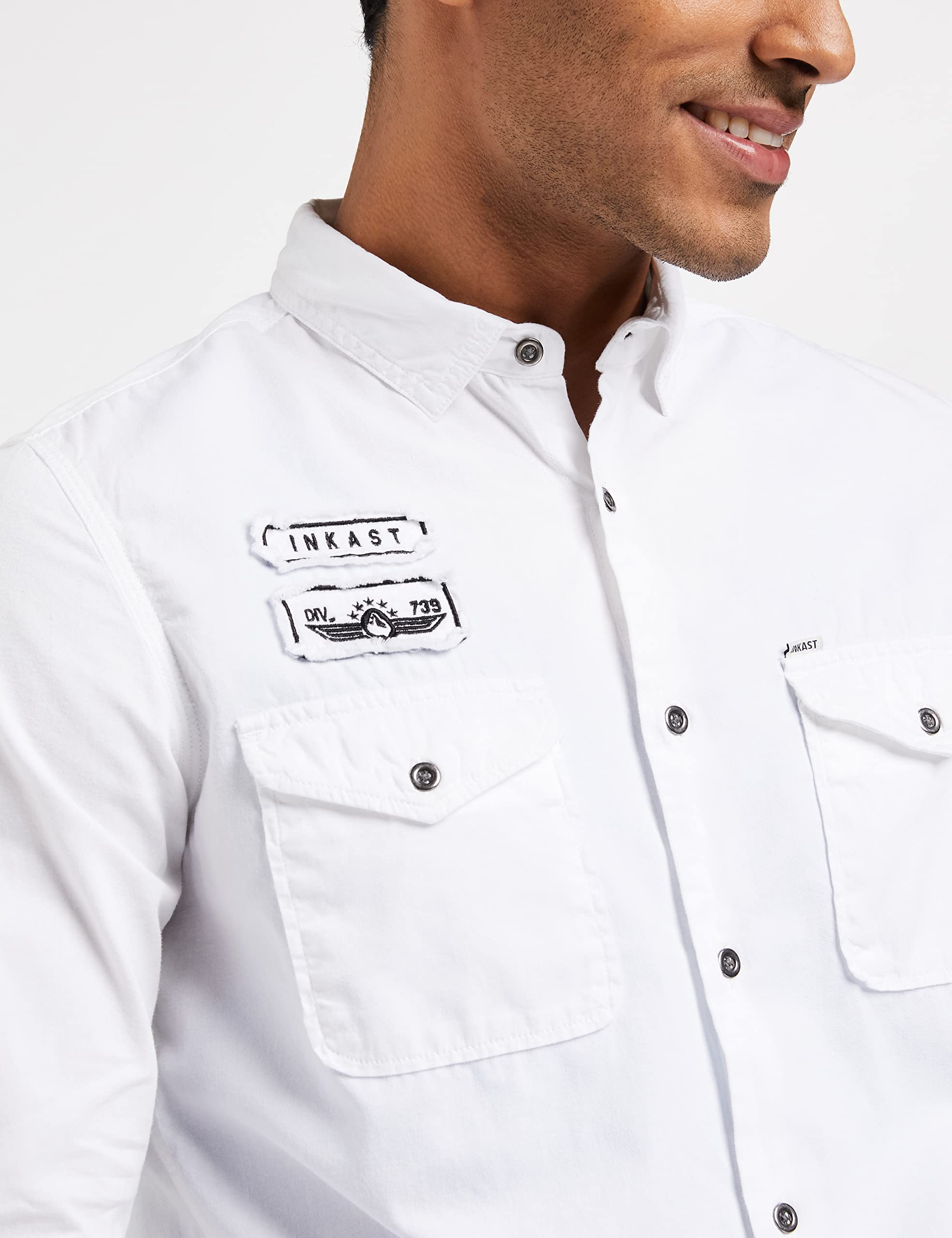 Amazon Brand - Inkast Denim Co. Men's Slim Casual Shirt (IN-S-02_White 3XL) 3