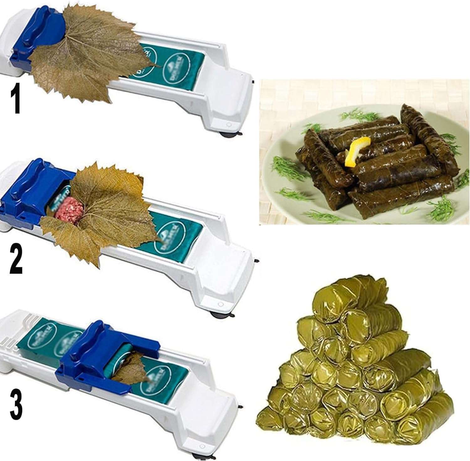 Yuehuam Dolmer Roller Machine, Sushi Roller Vegetable Meat Rolling Tool for Beginners and Children Stuffed Grape & Cabbage Leaves, Kitchen Diy Dolma Roller Sushi Maker 3