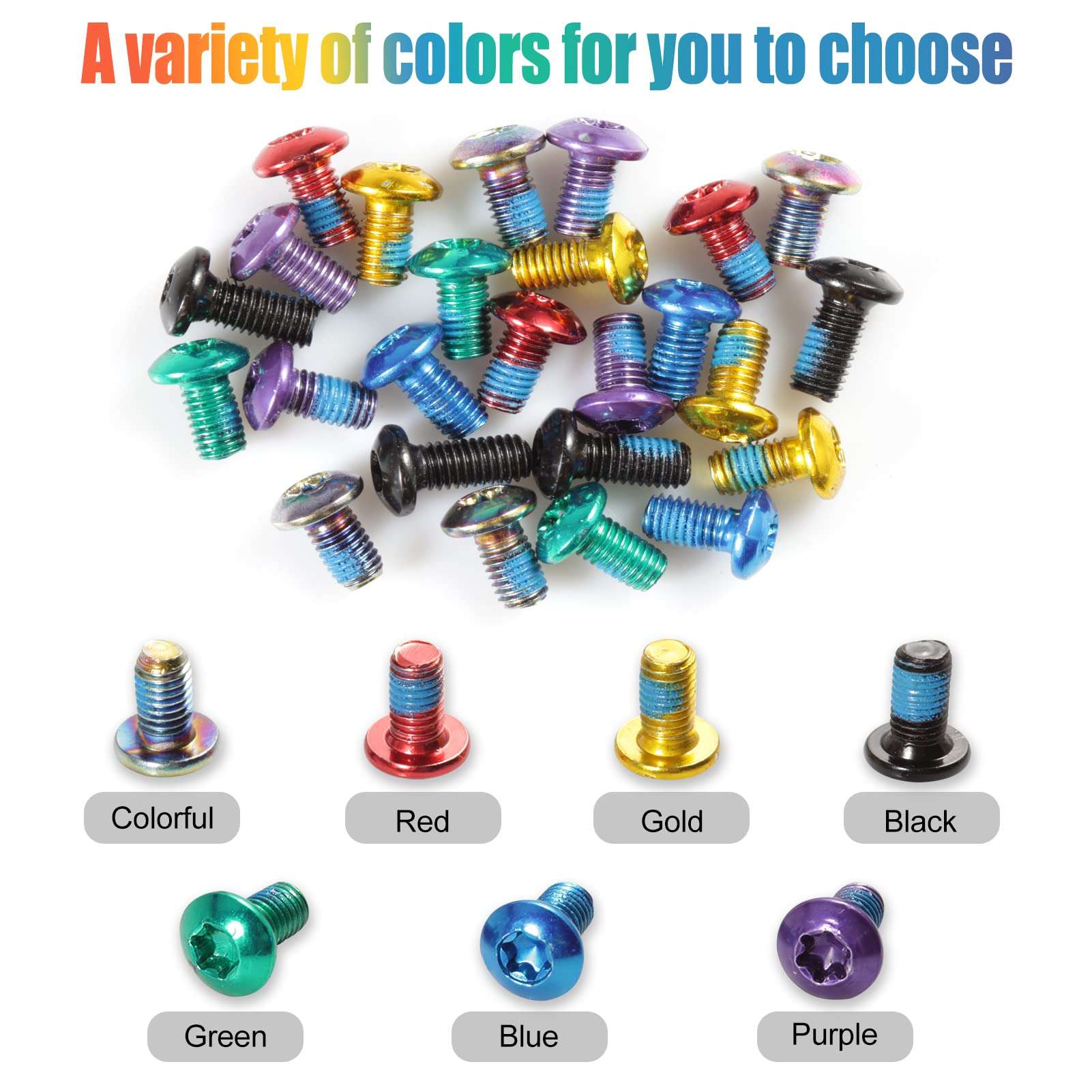 SPEEDWOX 12 Pcs Bicycle Rotor Screws, Disc Brake Rotor Bolts M5x10mm, MTB Rotor Bolts Gold with T25 Star Wrench for Road Bike 3