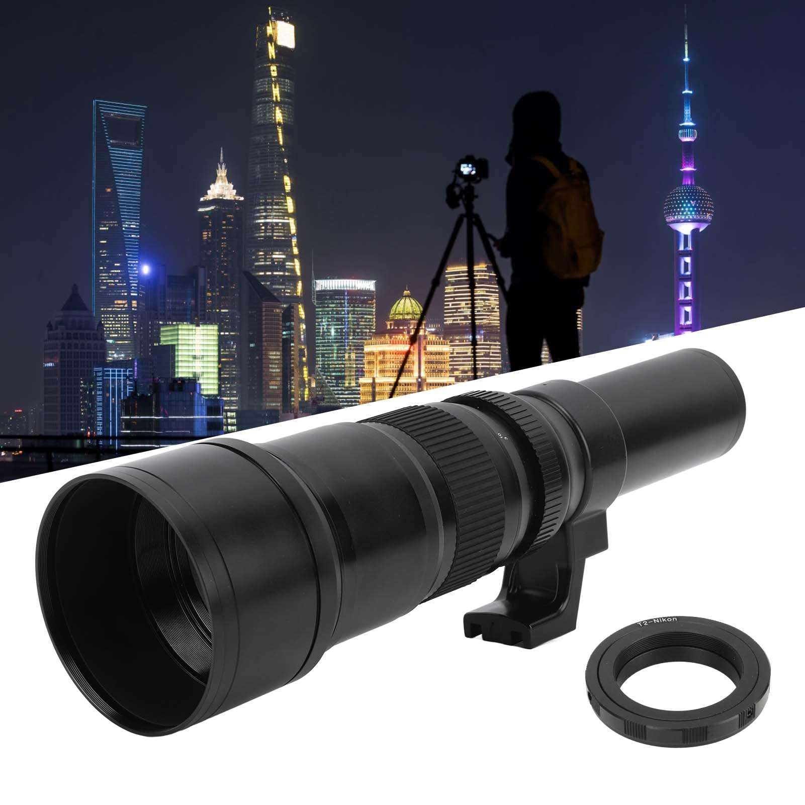 500mm F6.3 Fixed Focus Telephoto Lens, Manual Prime Focus Telephoto Lens with T2 AI Adapter Ring, for Nikon DSLR Cameras Astronomical Scope Telescope Photography (Black) 6