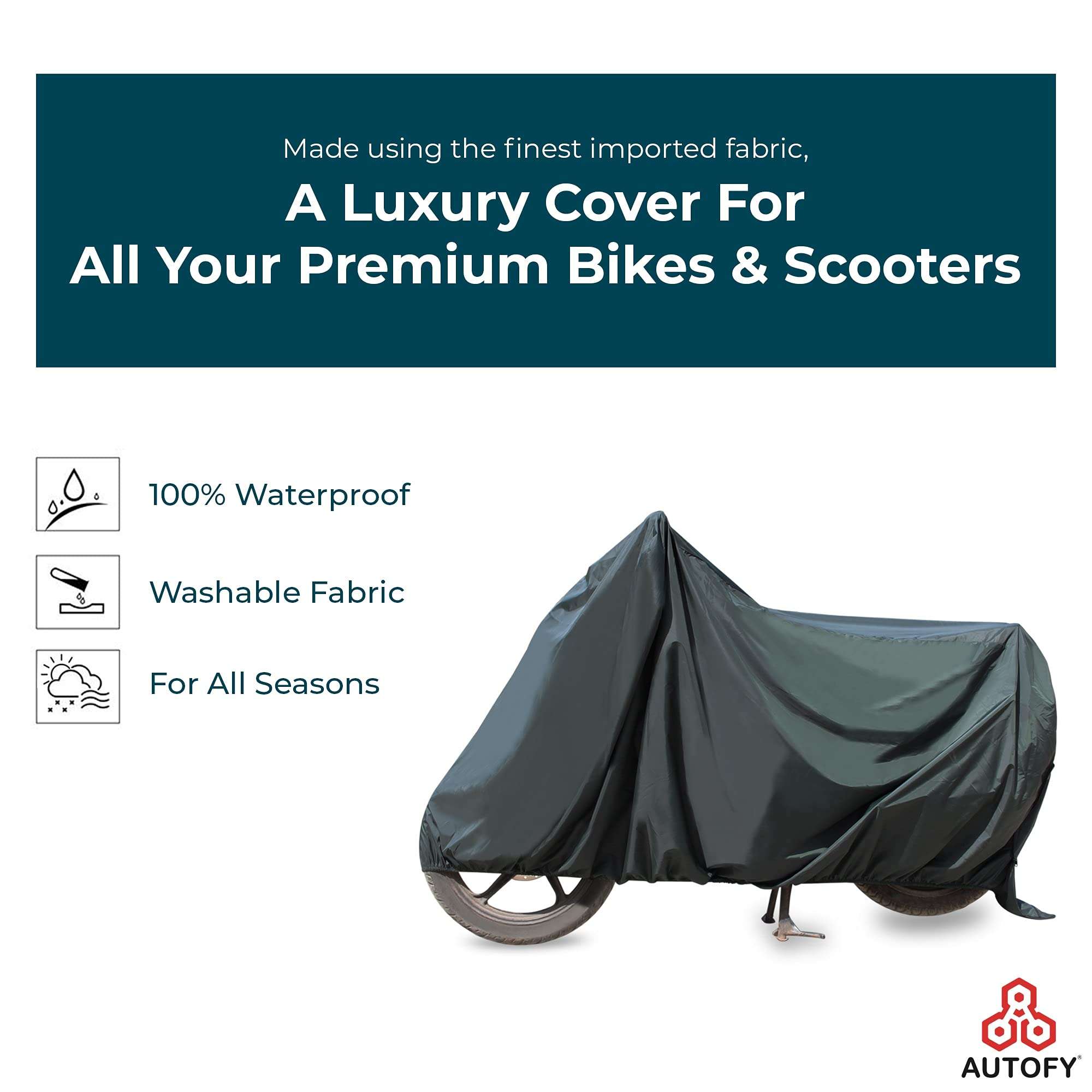 Autofy 100% Waterproof (Tested) RE Size Bike Cover Dustproof UV Protection Bike Body Cover for All Two Wheeler Bikes upto Royal Enfield Size with Carry Bag [Model Name: CAPE-03 - Rubber Coated Inside] 2