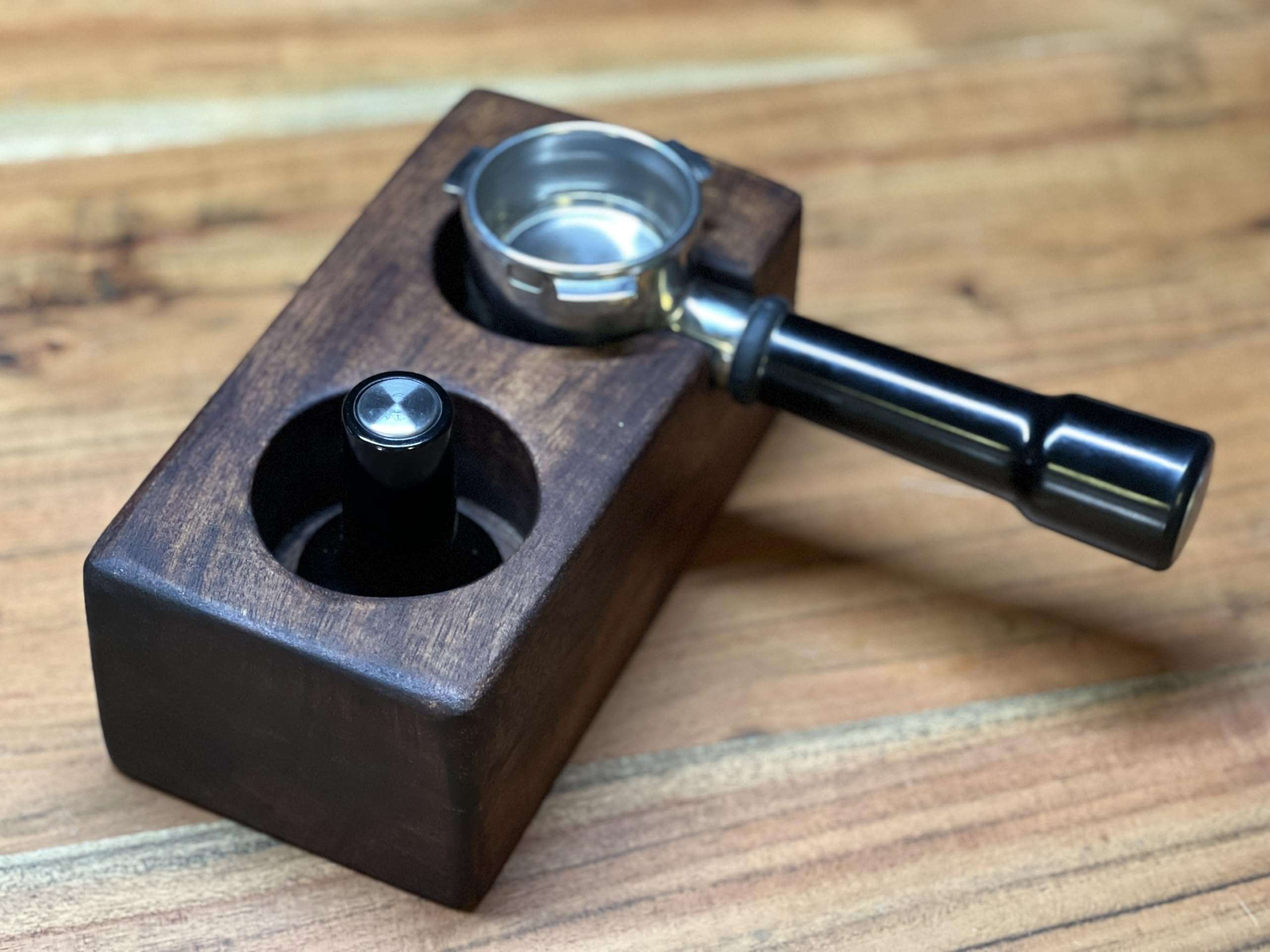Wood Chop Wooden Coffee Portafilter Holder & Tamping Station | 51mm - 58mm | Handcrafted Mango Wood | Stylish, Elegant & Durable Coffee Bar Accessory for Home & Cafe Use 1
