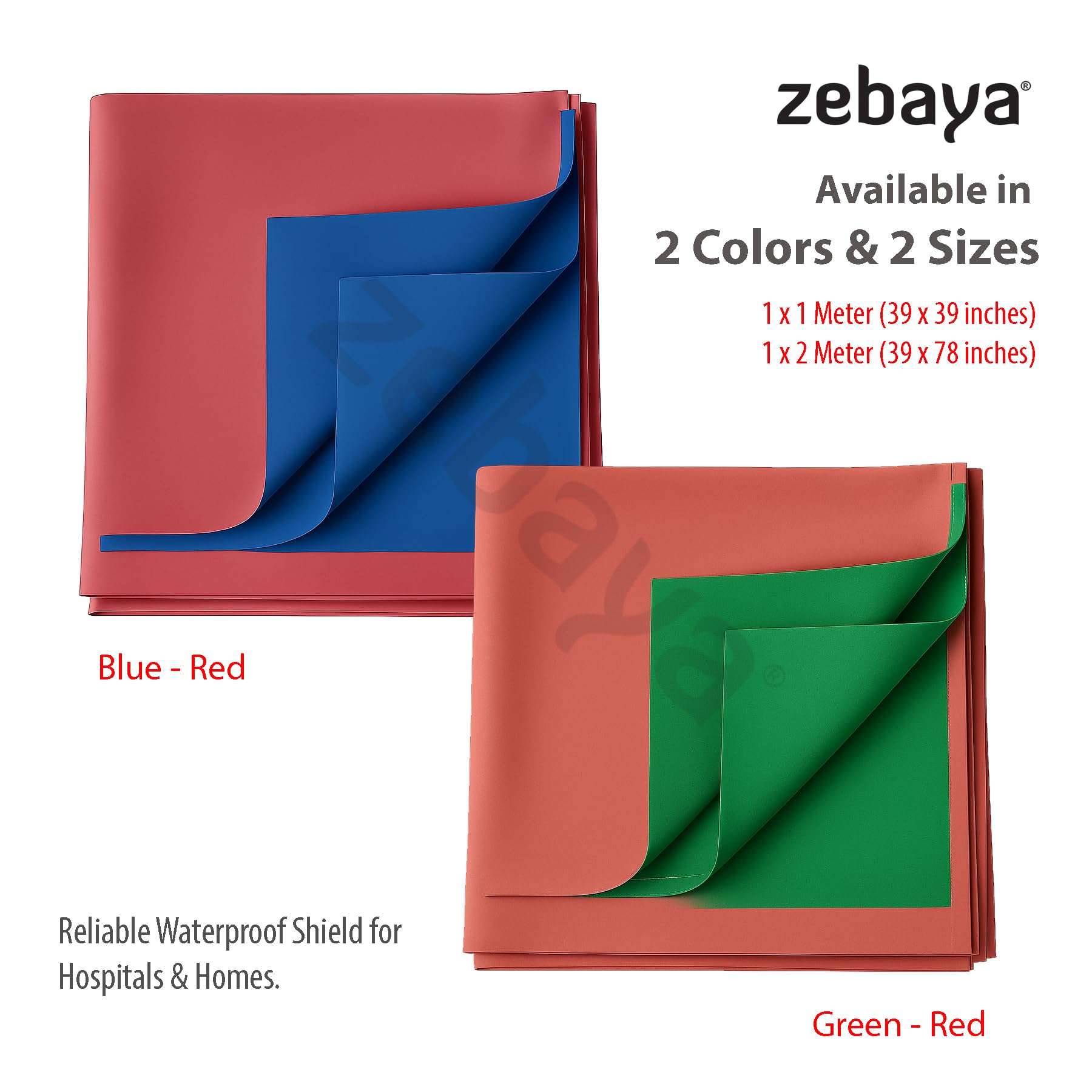 Zebaya Mackintosh Waterproof Rubber Sheet | Reusable Protective Mackintosh Sheet for Adults, Elderly & Babies | Dual Color, Skin-Friendly Oilcloth (Green - Red, 1 x 2 Meter) 4