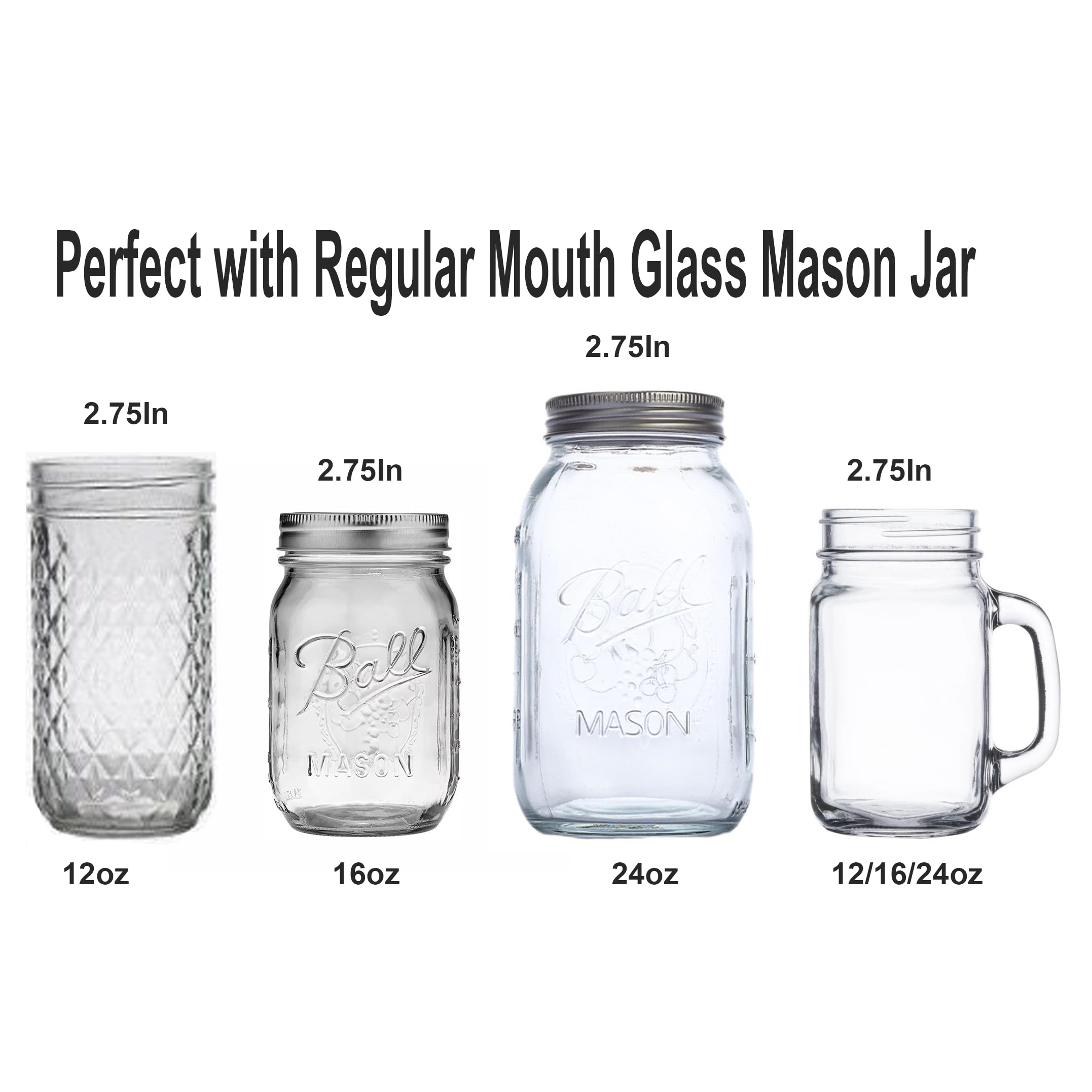 Mason Jar Pour Spouts,Free Flow Pouring Dispenser for Moonshine Whisky Pouring Lids,fit 2.75 Inch Regular Mouth Mason Jar,Dust Proof Cover,No Flap,Black QurHapzy(2Pack) 5