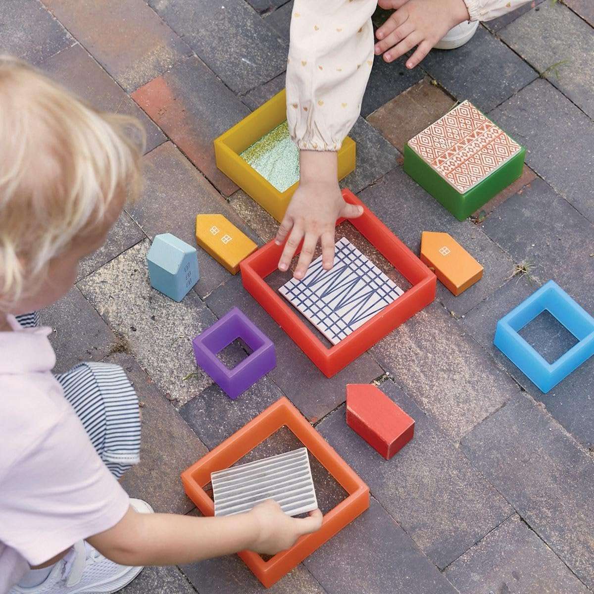 Kaplan Early Learning Discovery Squares - Rainbow - 6 Pieces | Toddler Stacking and Sorting, Nesting Toys | Indoor/Outdoor Montessori Preschool Block Play 4