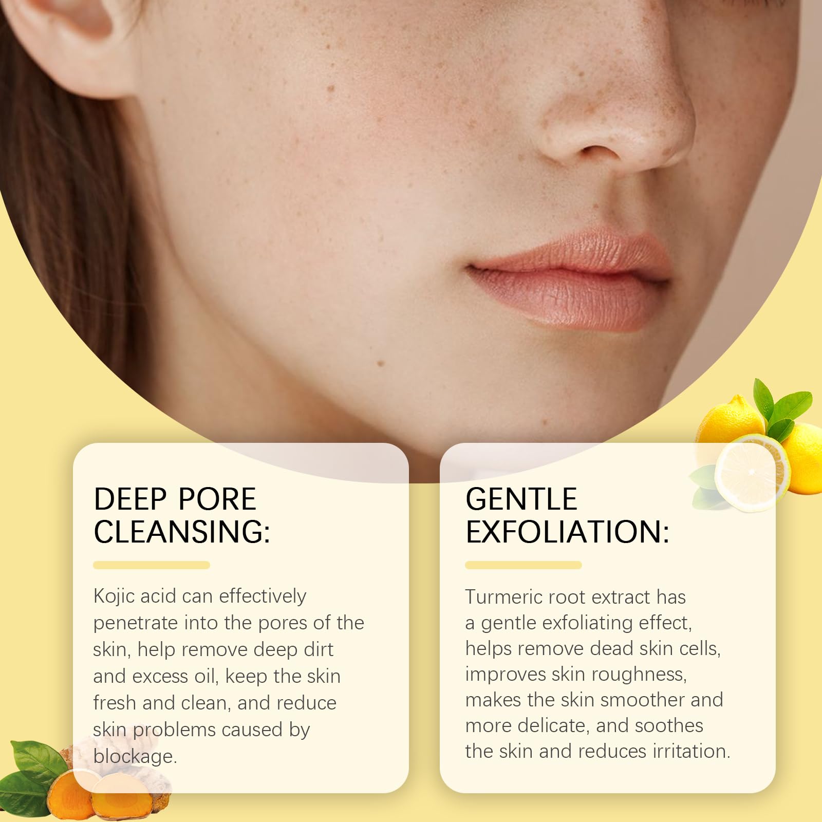 HOYGI Kojic Acid and Turmeric Cleansing Pads for Face Cleansing and Exfoliation, Turmeric Face Scrub Pads, 30 Pcs/Box 3