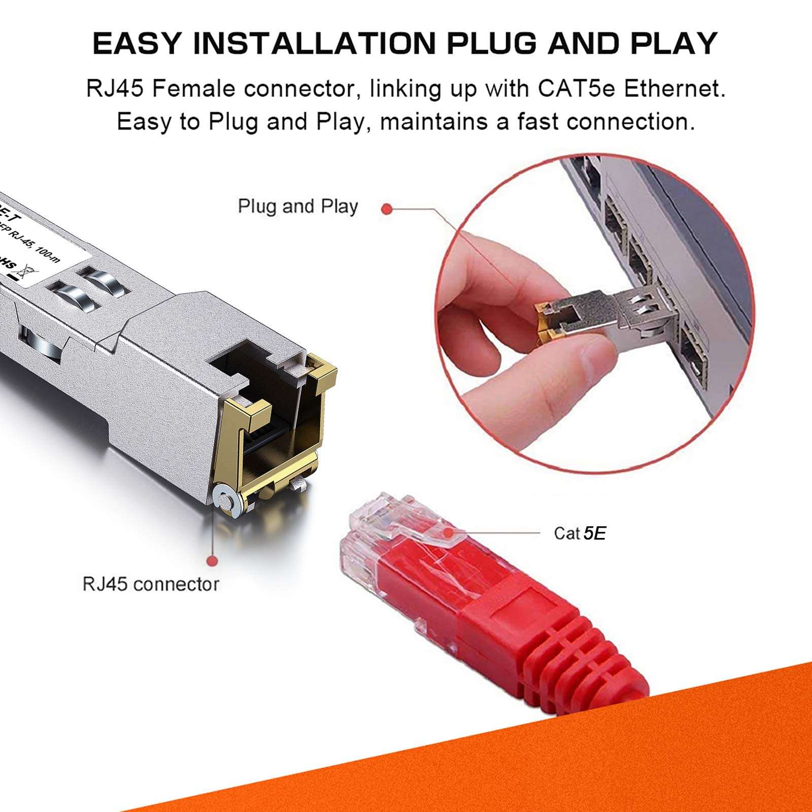 ipolex 1.25G SFP Copper Transceiver, 1000Base-T SFP to RJ45 SFP Module, Up to 100m,Gigabit SFP RJ45 Transceiver for Cisco, Ubiquiti UF-RJ45-1G, Mikrotik, Intel, Fortinet, Netgear and More, 10 Pack 4