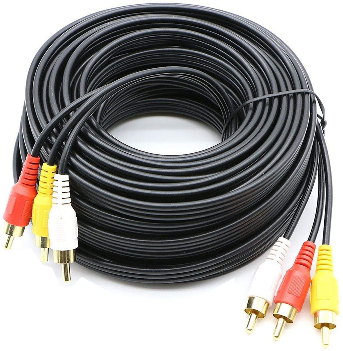 EKAAZ RCA AV Cable 3RCA Male to 3RCA Male Stereo Audio Video Cable Gold Plated- Suitable for TV LC LED Home Theater Laptop PC DVD Rca cable set top box for tv -Black (20 Meter)